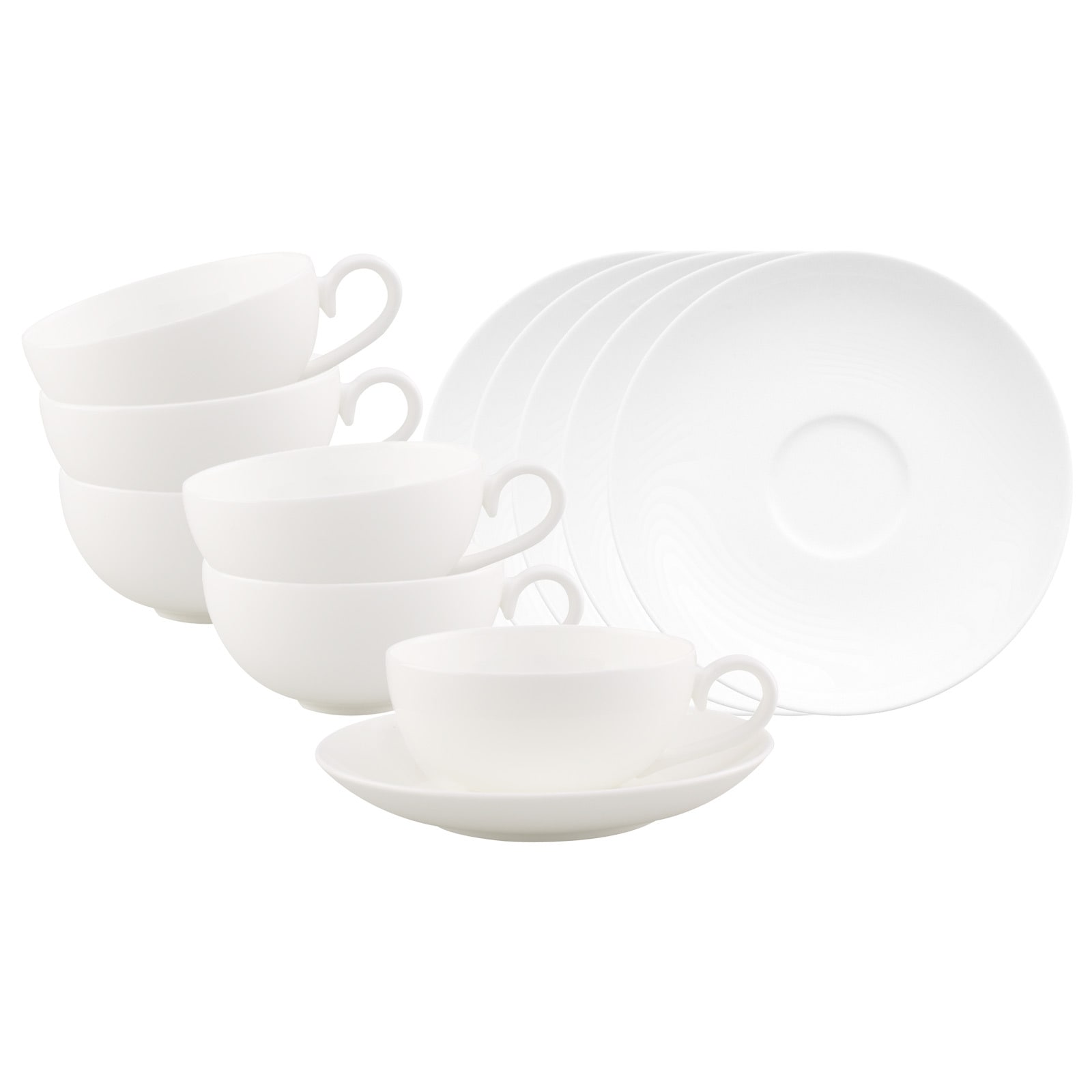 Villeroy & Boch Tasse "Teetassen mit Untertassen Royal 120 ml 6er Set weiß" Spülmaschinengeeignet, Mikrowellengeeignet
