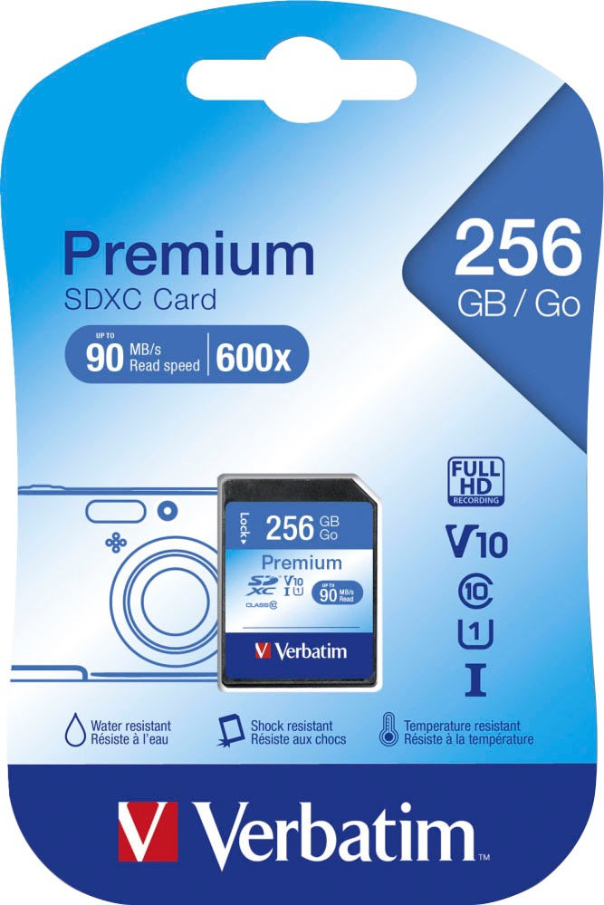Verbatim Speicherkarte »Premium U1 SDXC 256GB«, (Class 10 90 MB/s Lesegeschwindigkeit)