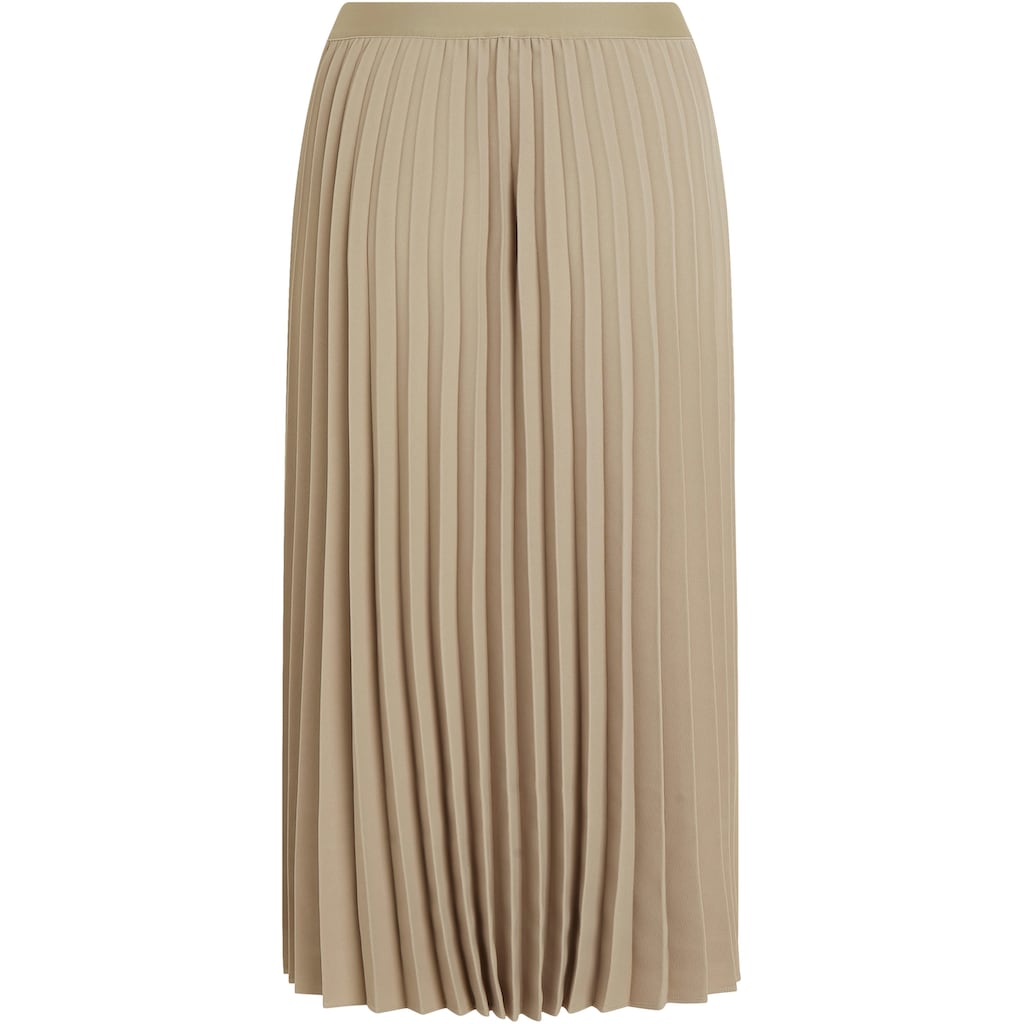 Tommy Hilfiger Plisseerock »FLUID TWILL PLEATED MIDI SKIRT«, Webrock mit Markenlabel