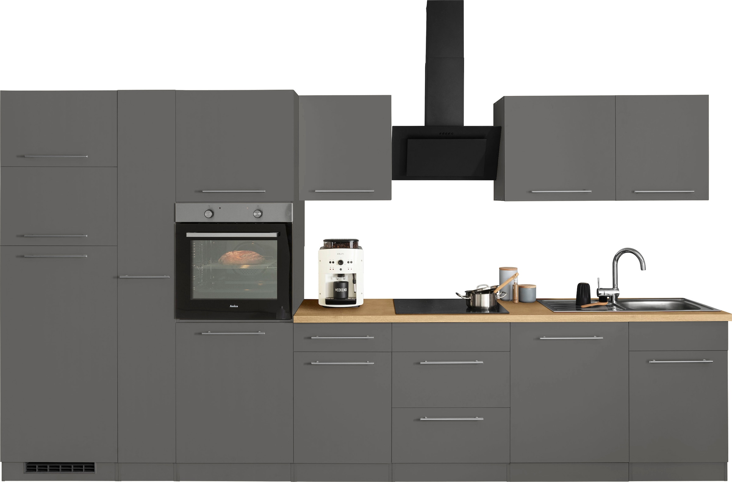 wiho Küchen Küchenzeile »Unna«, mit E-Geräten, Breite 370 cm