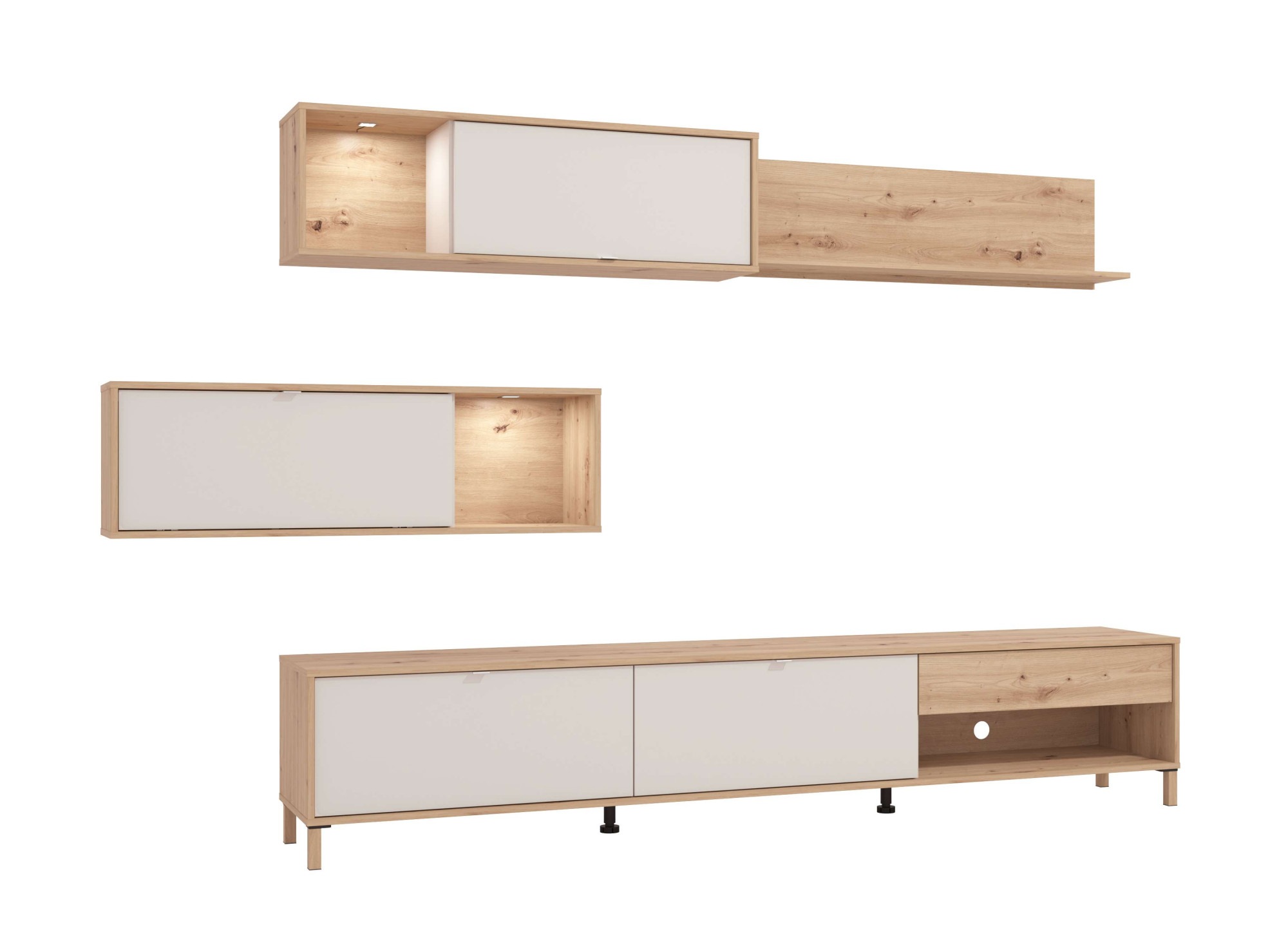 Home affaire Wohnwand »Norwich Anbauwand, Wohnkombination, Wohnzimmer-Set« 4 Stk. tlg.