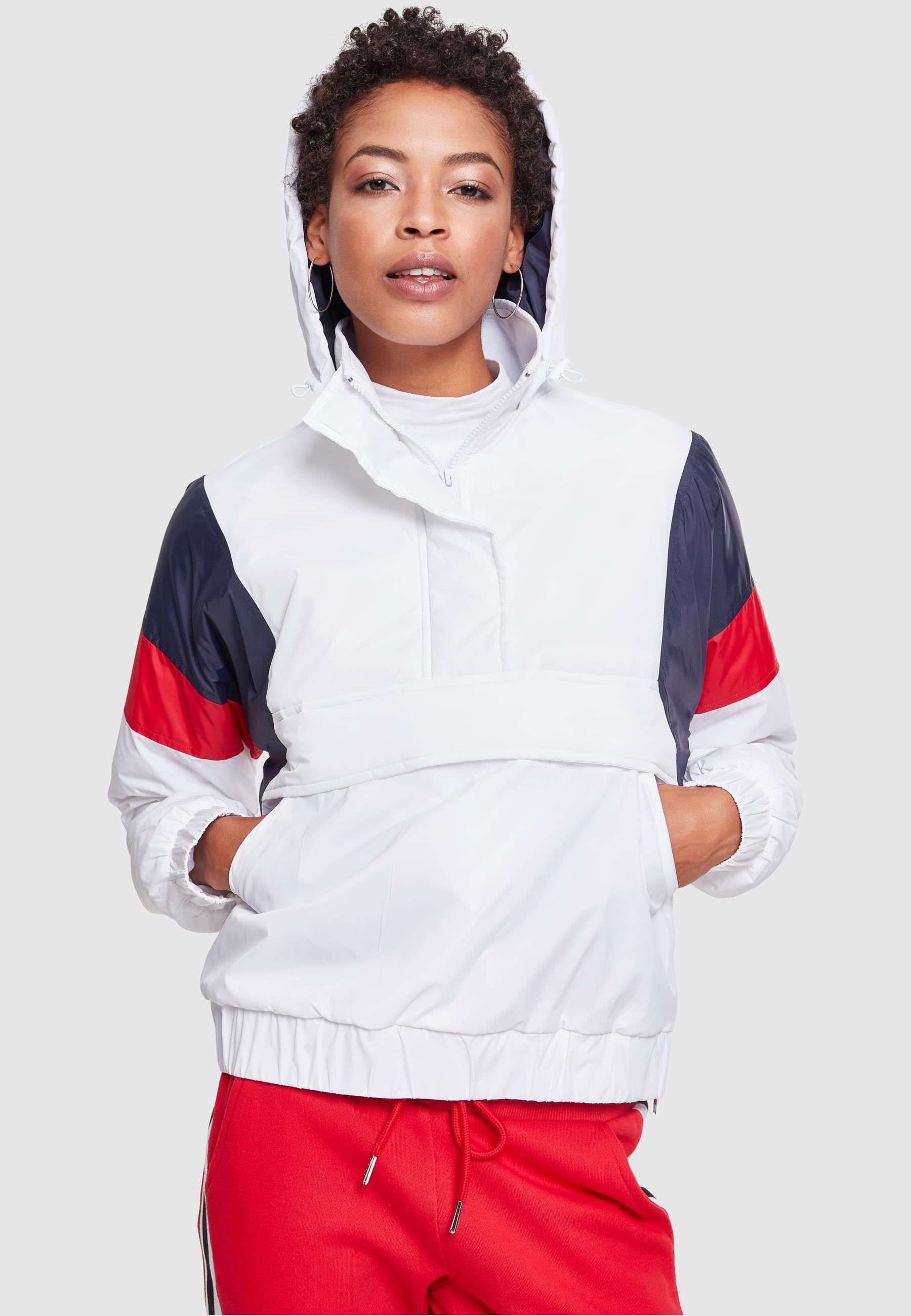 URBAN CLASSICS Allwetterjacke »Urban Classics Damen Ladies 3-Tone Padded Pull Over Jacket«, (1 St.), mit Kapuze