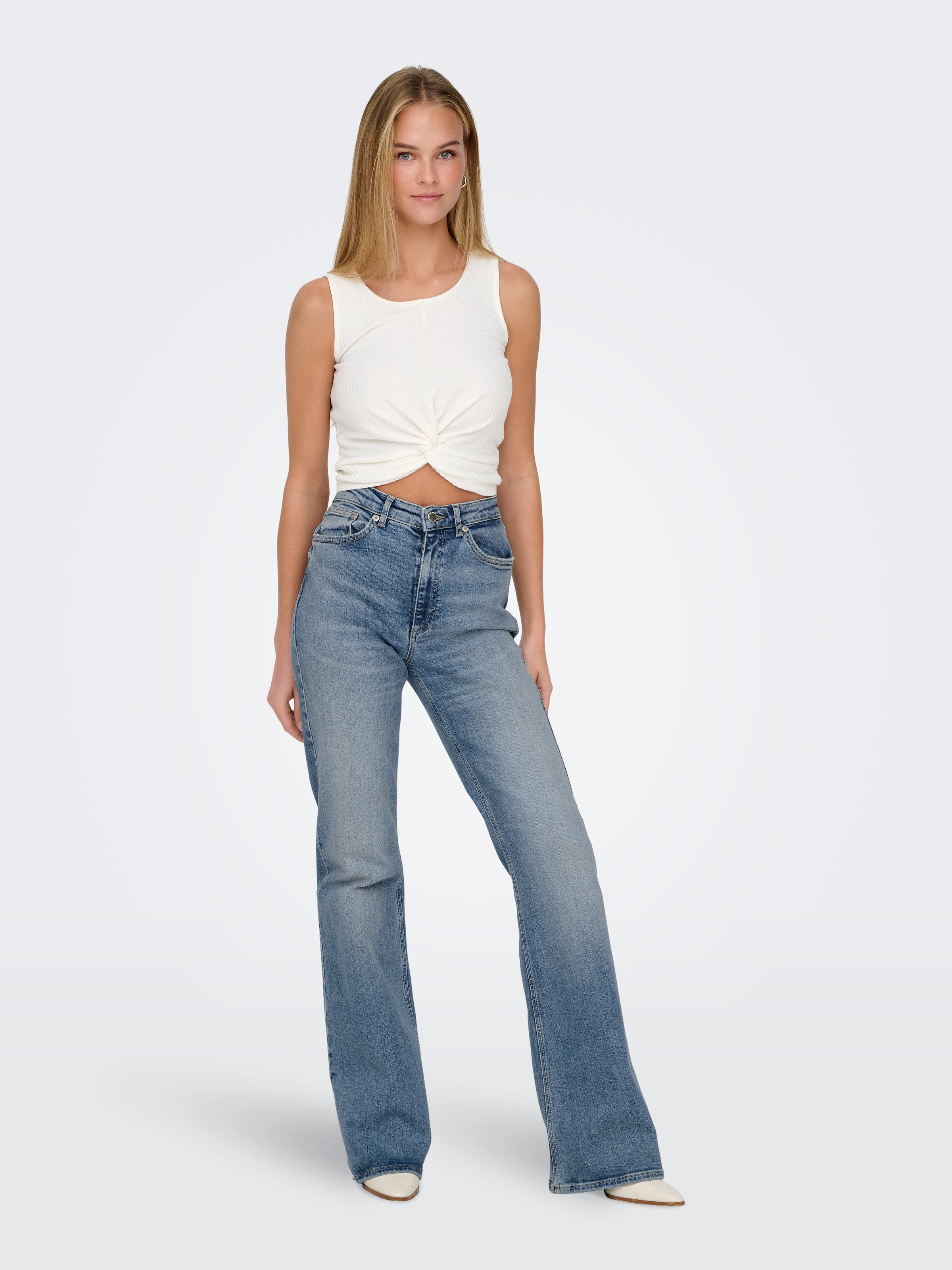 ONLY Bootcut-Jeans "ONLJUICY HW FLARED DNM DOT023 NOOS" Baumwollmischung, bootcut fit, high waist