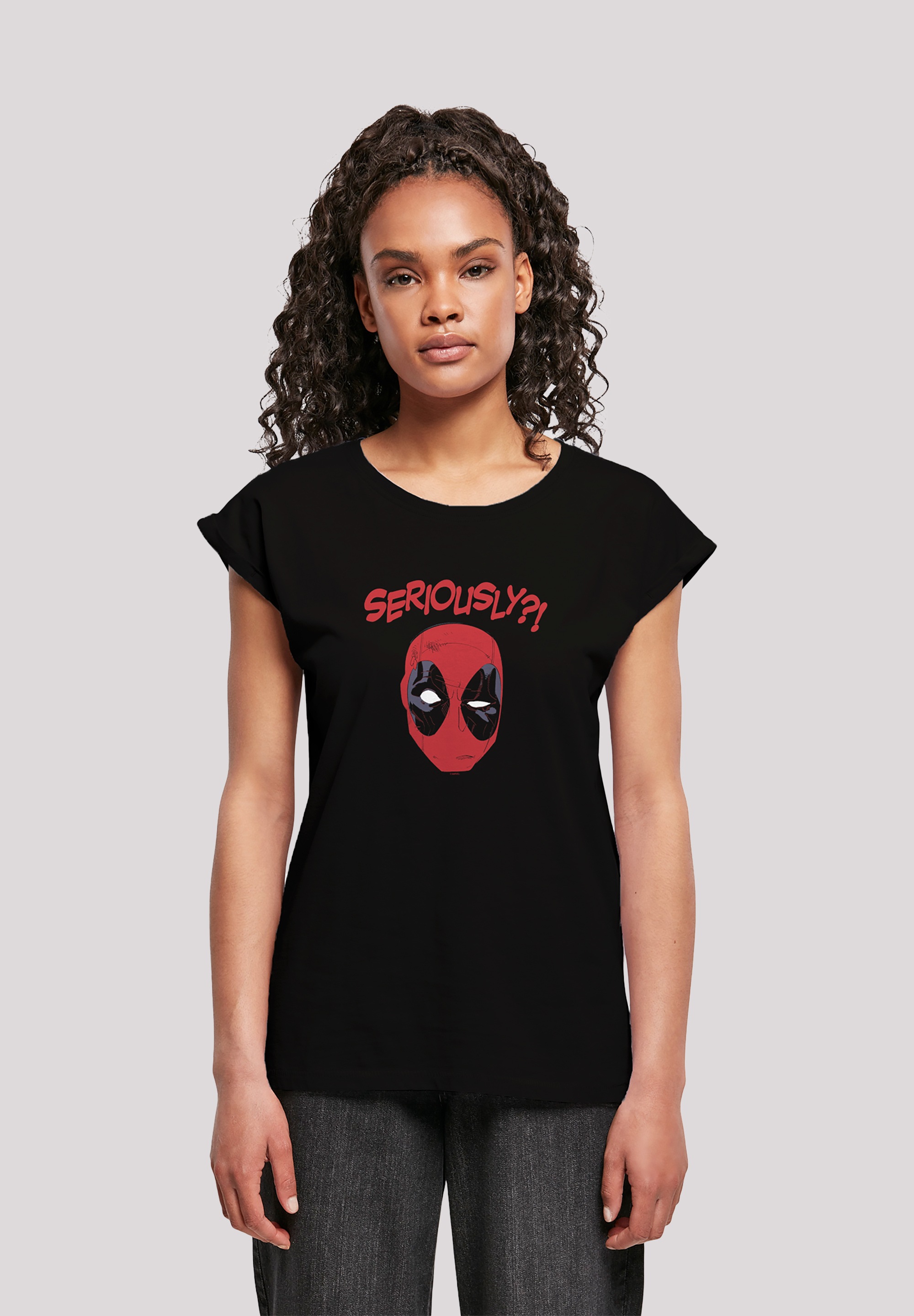 Deadpool Ärmel,Logo BAUR bestellen für | »Marvel Print Merch,Regular-Fit,Kurze Damen,Premium Seriously«, F4NT4STIC T-Shirt