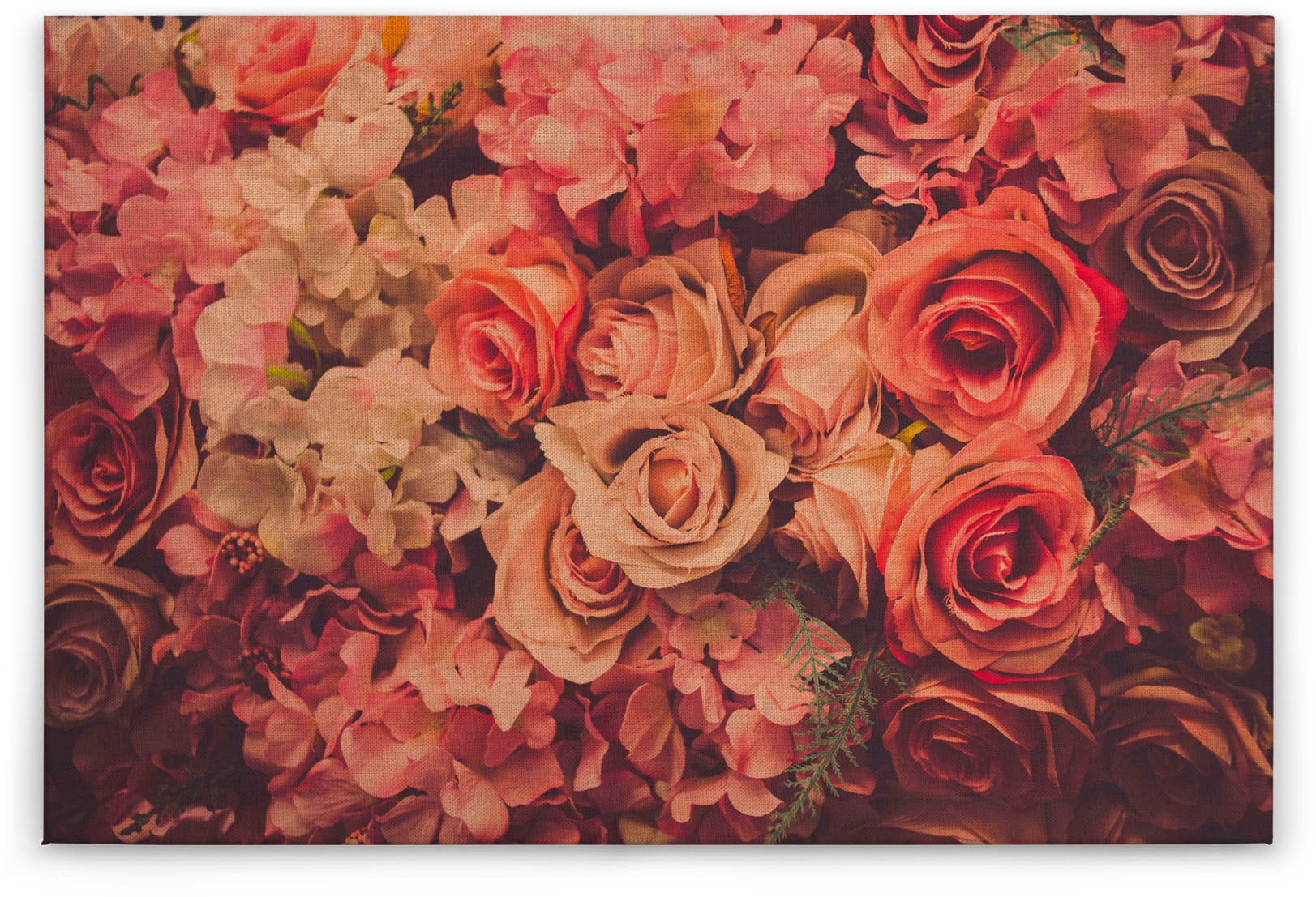 A.S. Création Leinwandbild »Flower Wall«, Blumen, (1 St.), Romantische Rosen Rosenbild Keilrahmen