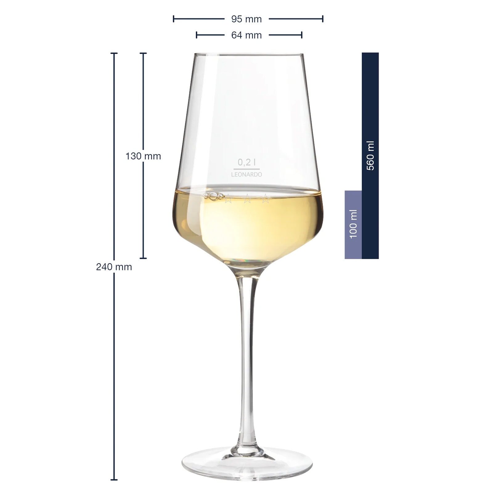 LEONARDO Weißweinglas »Weißweingläser geeicht Puccini Gastro-Edition 0,2 l 6er Set transparent«