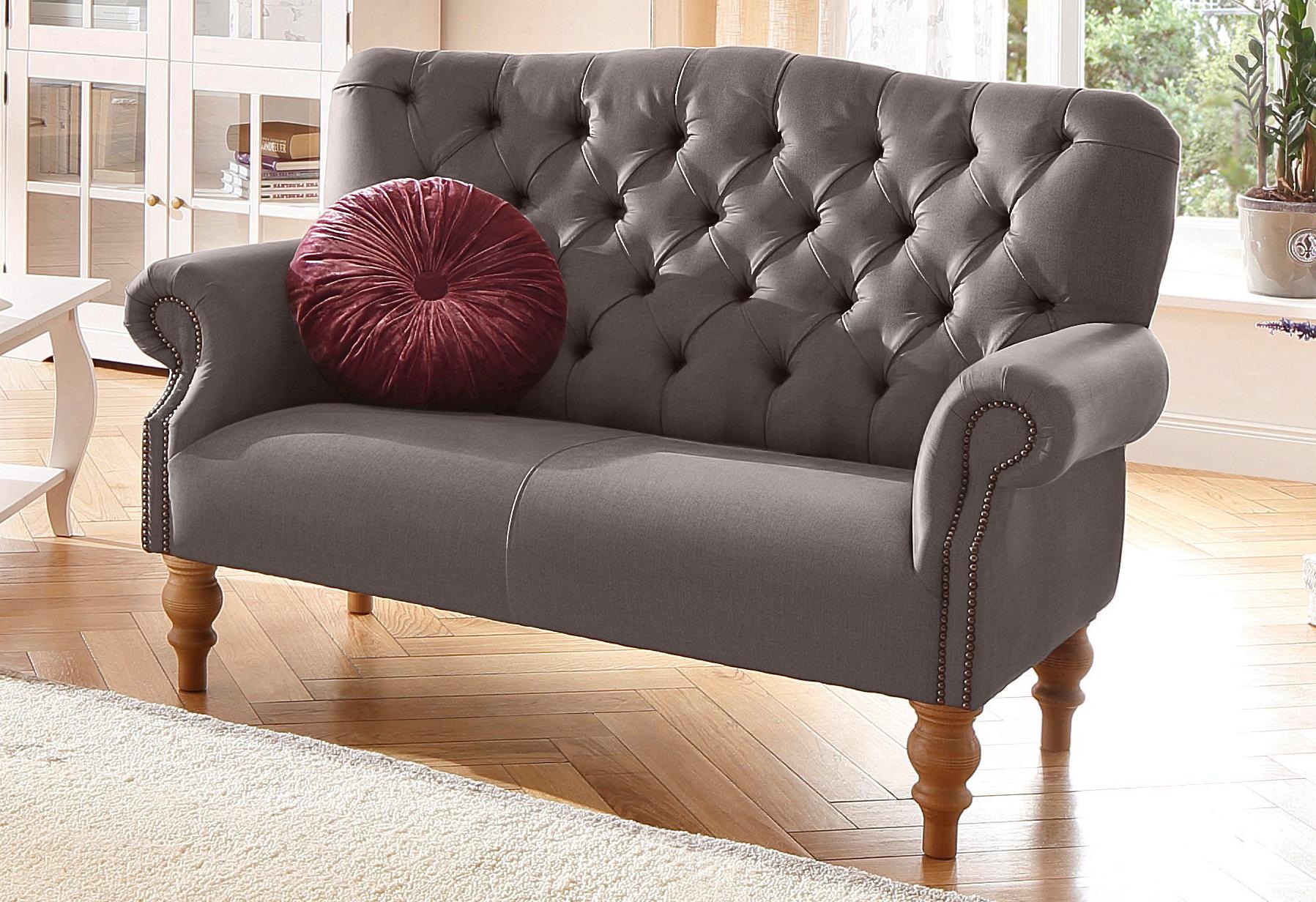 Home affaire Chesterfield-Sofa "Lord", mit echter Chesterfield-Knopfheftung und Ziernägeln