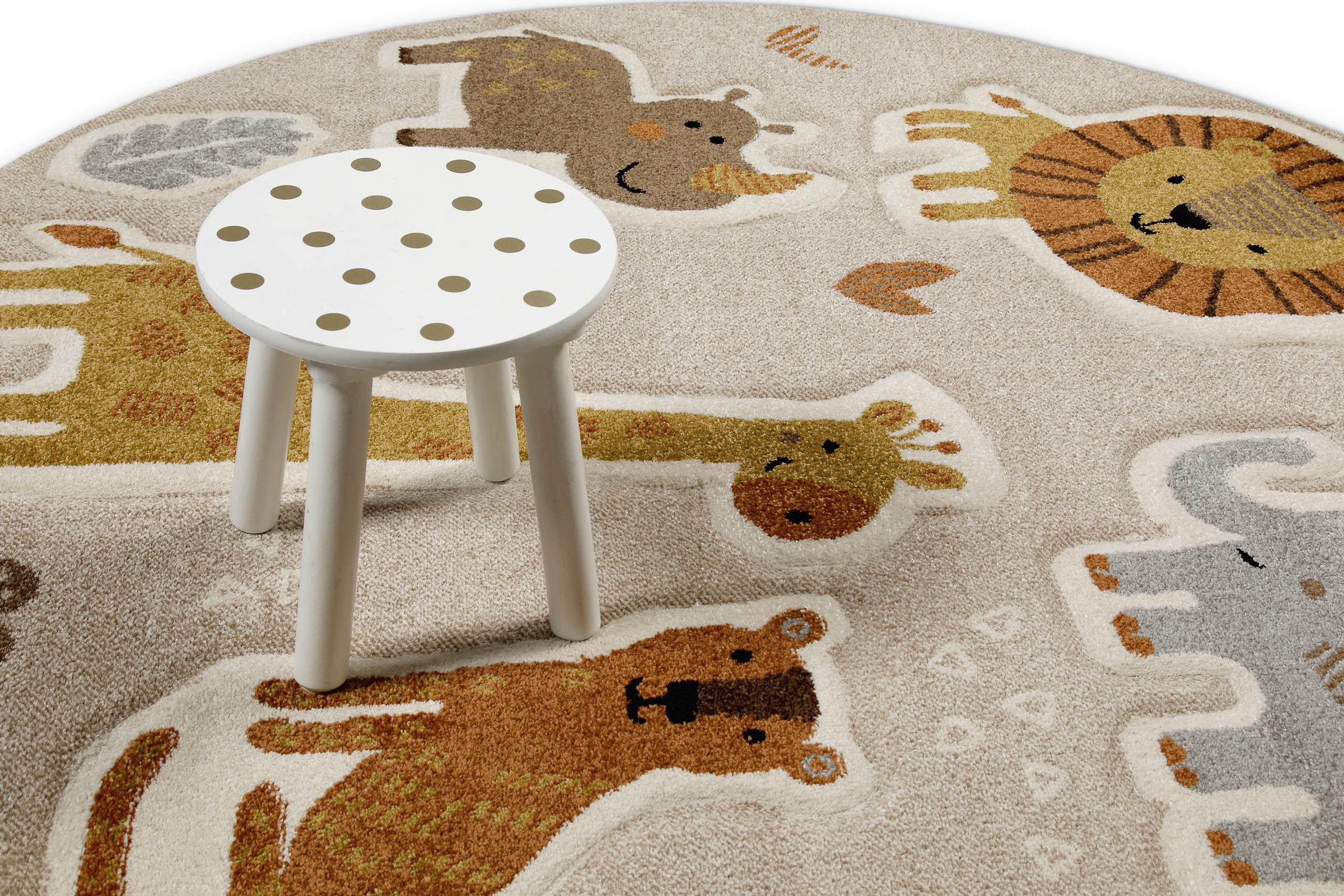 SMART KIDS Kinderteppich »Nala & Friends«, rund, 10 mm Höhe, Moderner Spielteppich, strapazierfähig, pflegeleicht, Konturenschnitt