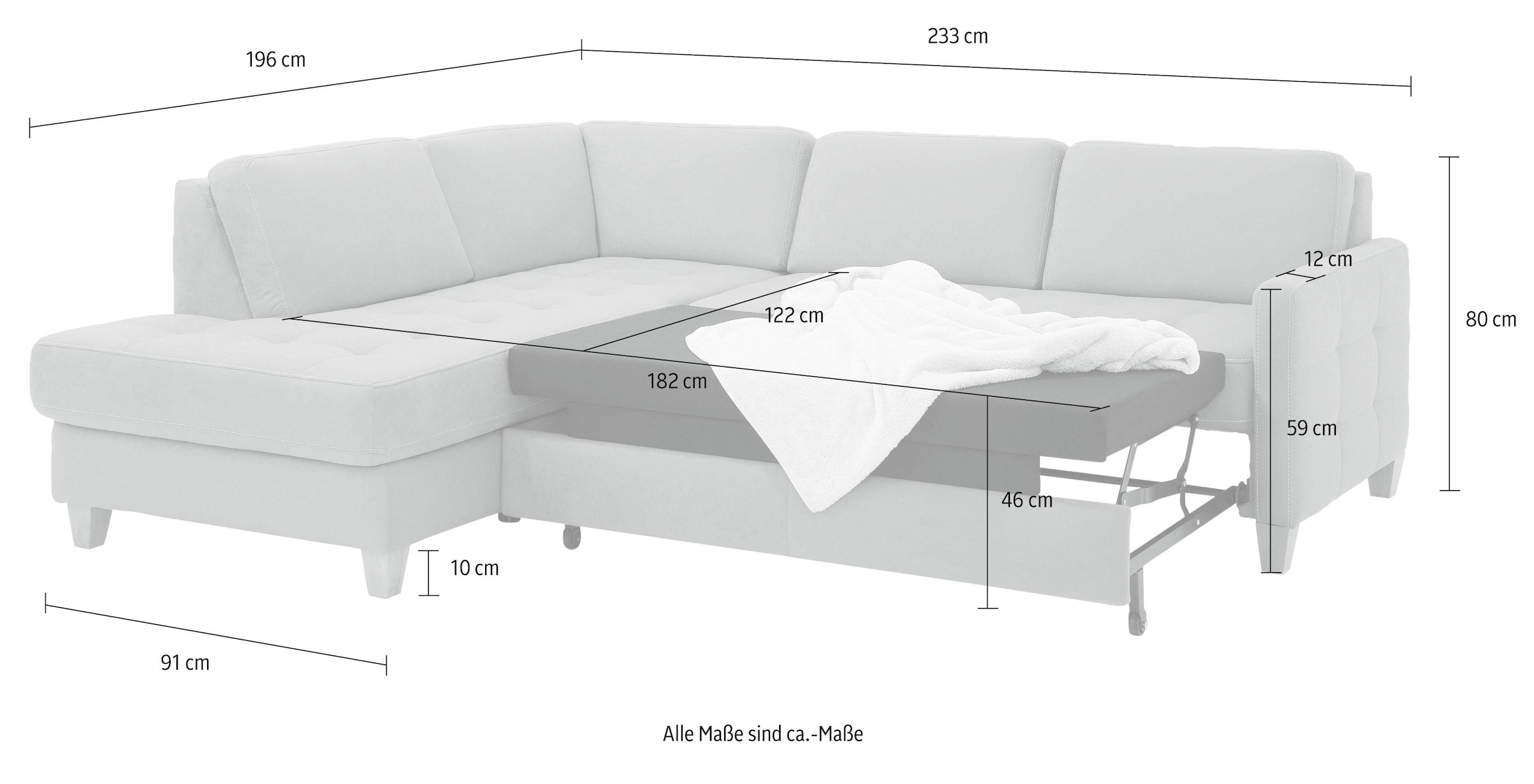 Home affaire Ecksofa »Earl L-Form«, wahlweise auch mit Bettfunktion oder Bettfunktion mit Bettkasten