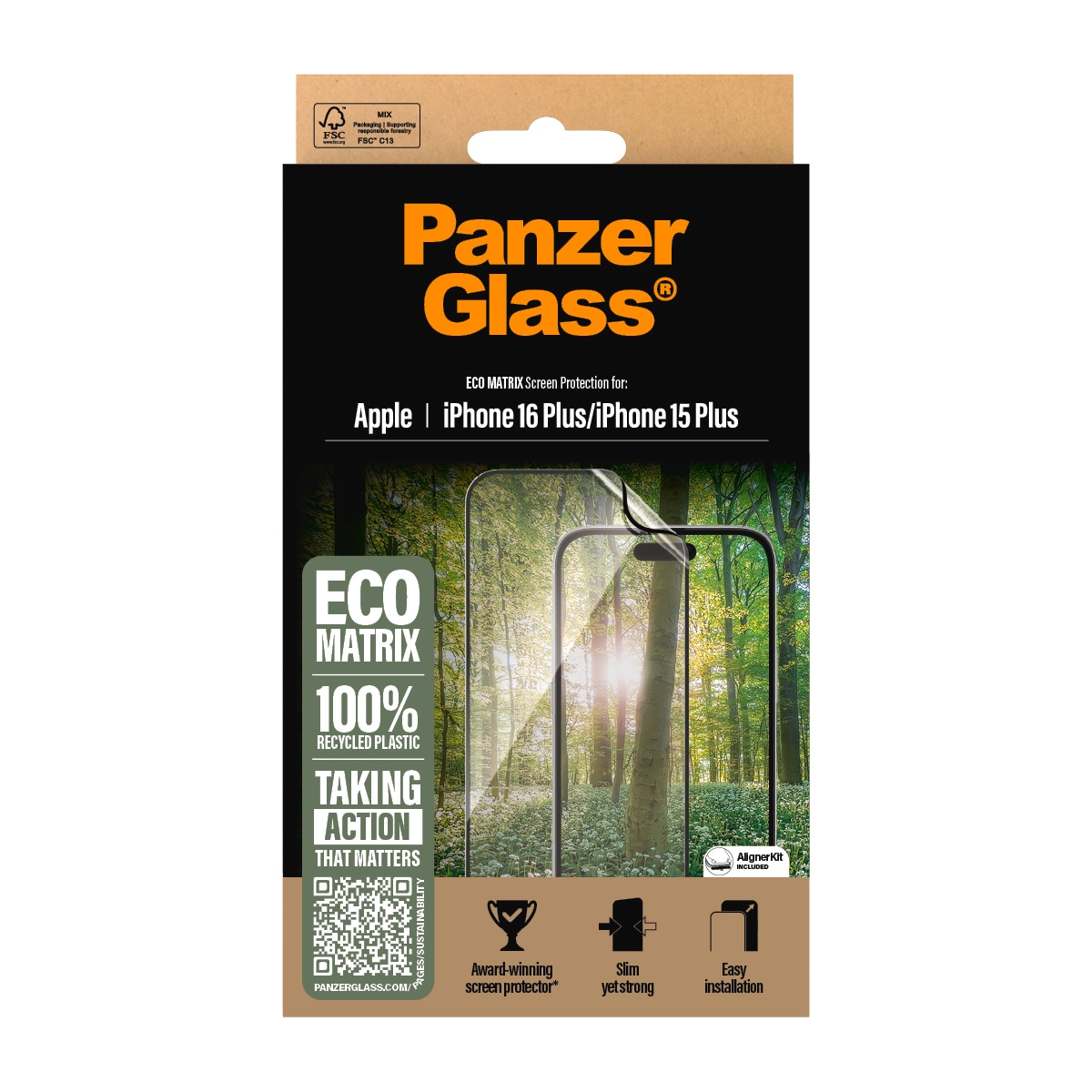 PanzerGlass Displayschutzfolie »ECO MATRIX Screen Protection« für Apple iPhone 16 Plus;Apple iPhone 15 Plus Displayschutz, Schutzfolie, Bildschirmschutz, kratz- & stoßfest