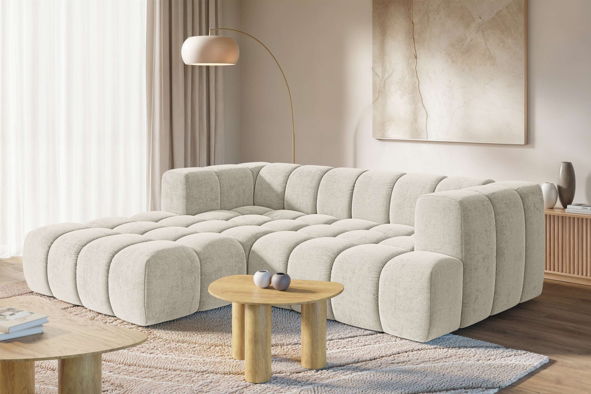 homsy by Ana Johnson Ecksofa ""XL" BOUBELLE L-Form extra tief, Design: Bubble-Optik, Breite 247cm" hoher Sitzkomfort dank Wellenunterfederung, XL Sitztiefe 100 cm