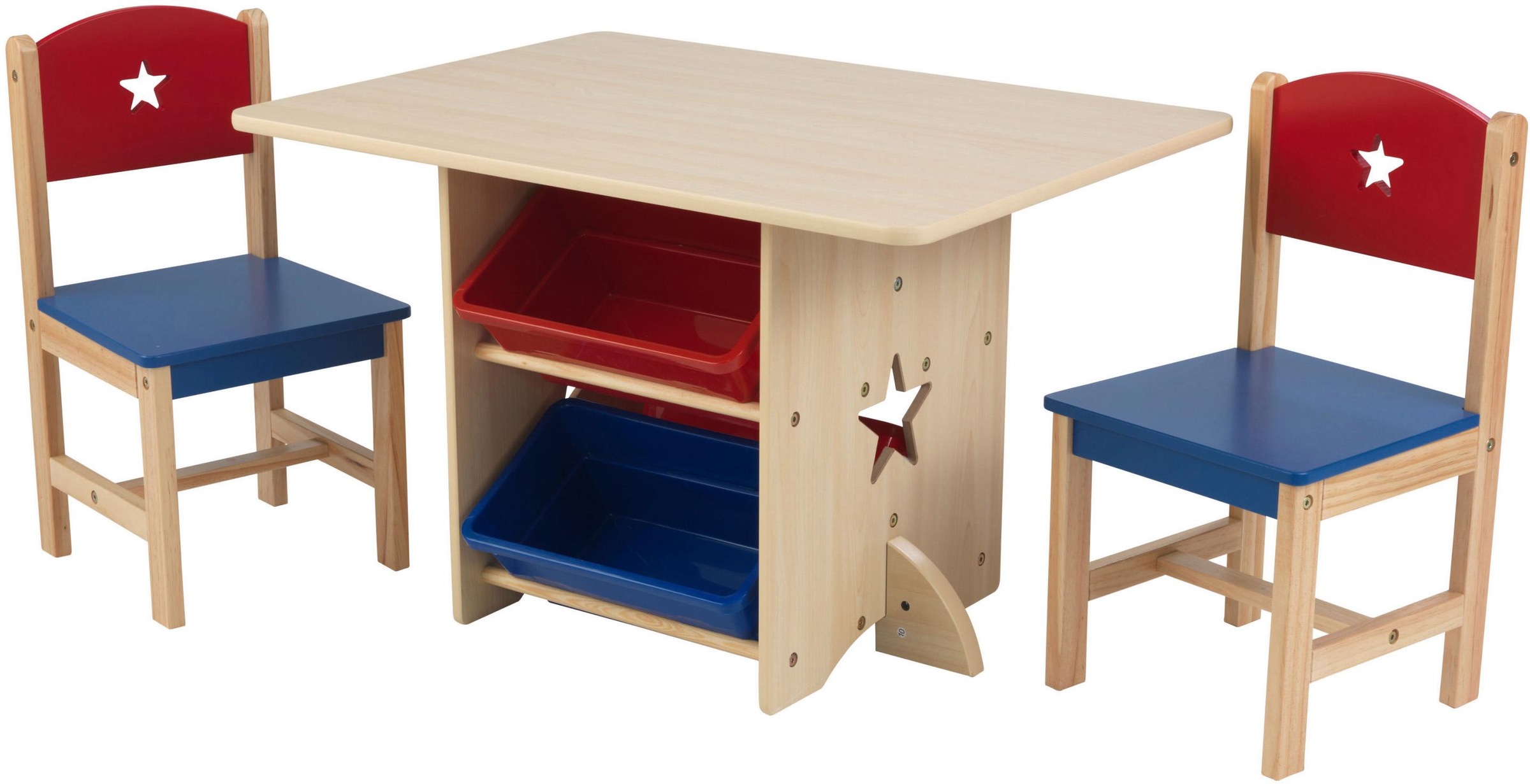 KidKraft® Kindersitzgruppe »Tisch mit Aufbewahrungsboxen und 2 Stühlen, Sternchen«, (3 tlg.)