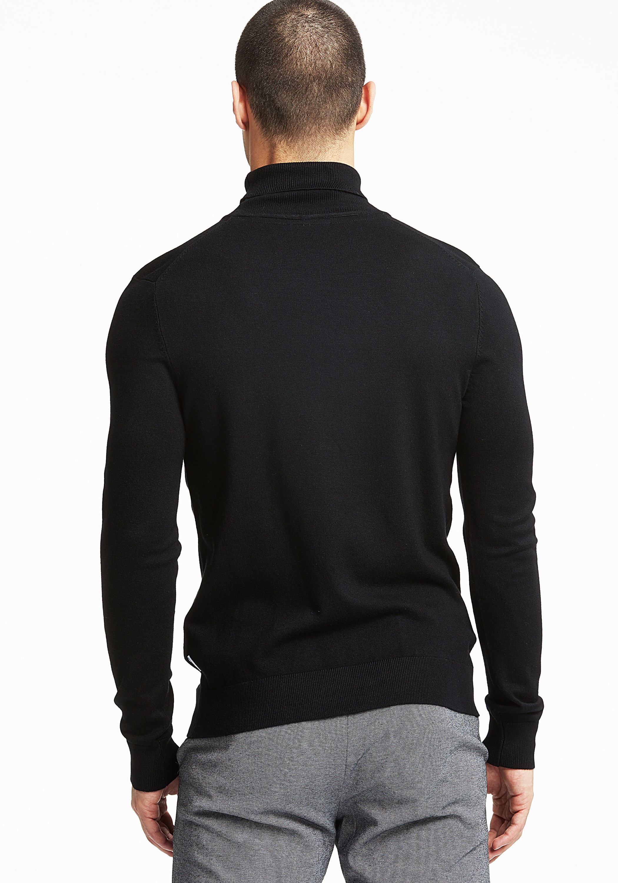 Rollkragenpullover LINDBERGH "Rollkragenpull Slim Fit", Herren, Gr. M, schwarz, Obermaterial: 80% Viskose, 20% Nylon, hoch geschlossener Ausschnitt, Pullover Rollkragenpullover 3