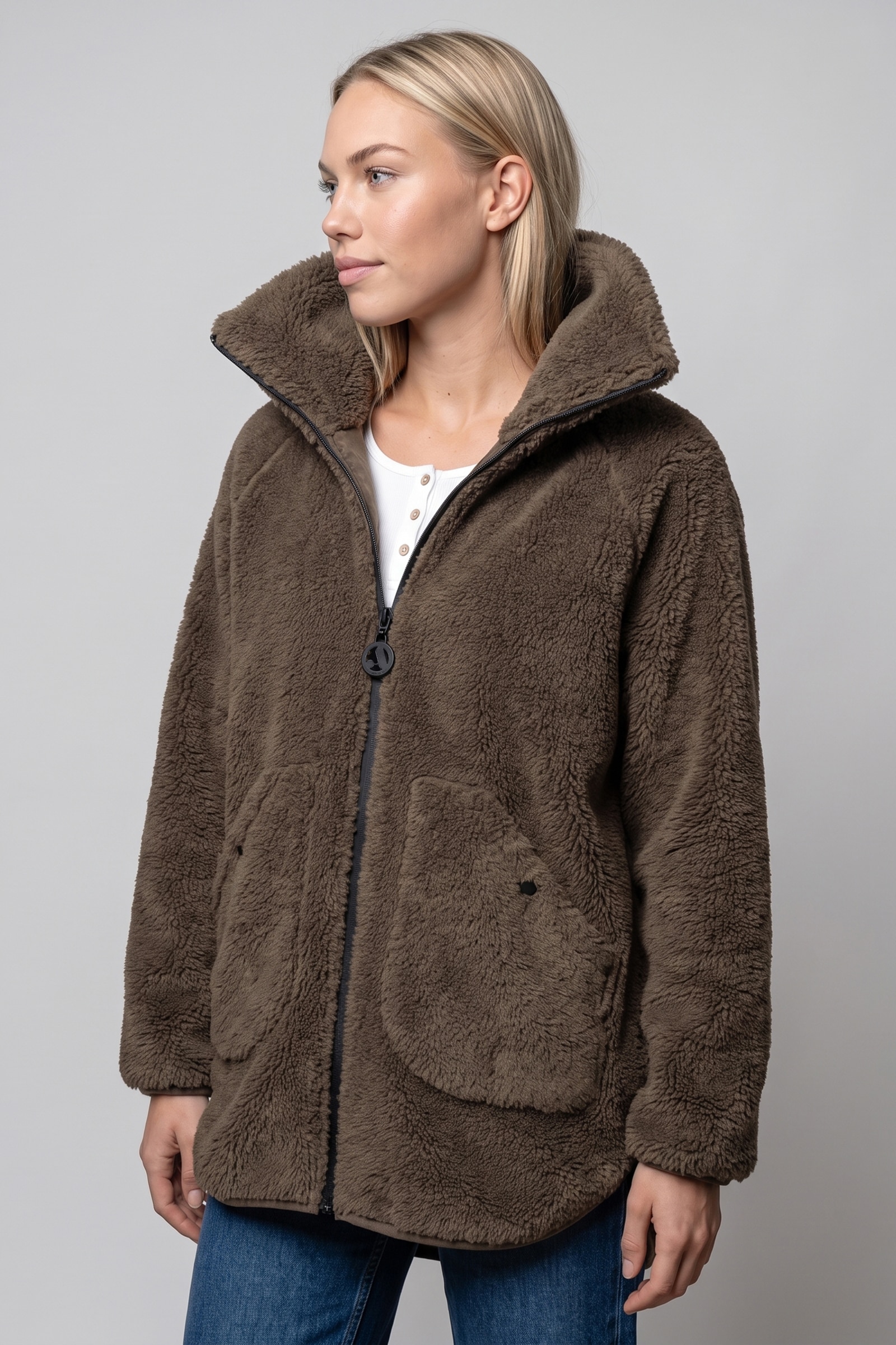 Alife & Kickin Fellimitatjacke »Damen SariaAK T Übergangsjacke, Jacke« Dichter Teddyfleece, hoher Stehkragen, zwei aufgesetzte Taschen