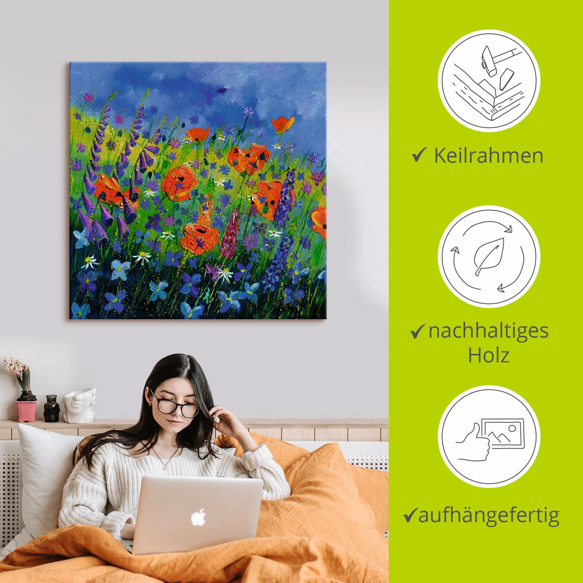 Artland Leinwandbild »Mein Garten«, Blumenwiese, (1 St.), auf Keilrahmen gespannt