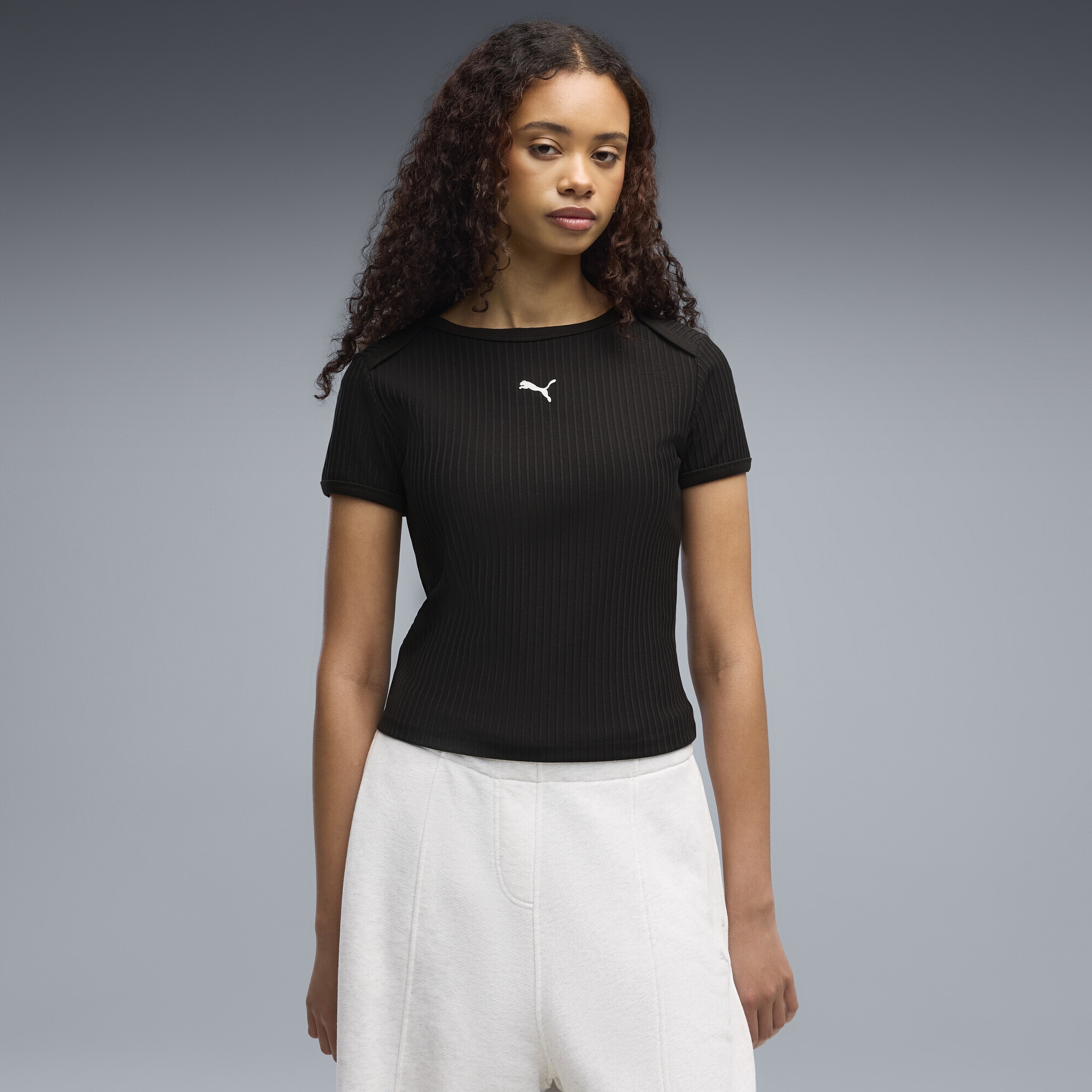 PUMA T-Shirt »Essentials Ribbed Slim T-Shirt Damen«
