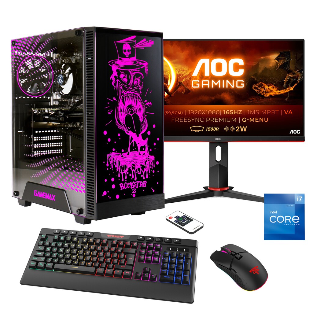 Hyrican Gaming-PC-Komplettsystem »Rockstar SET02333«, Windows 11, inklusive 24" Monitor AOC C24G2AE/BK