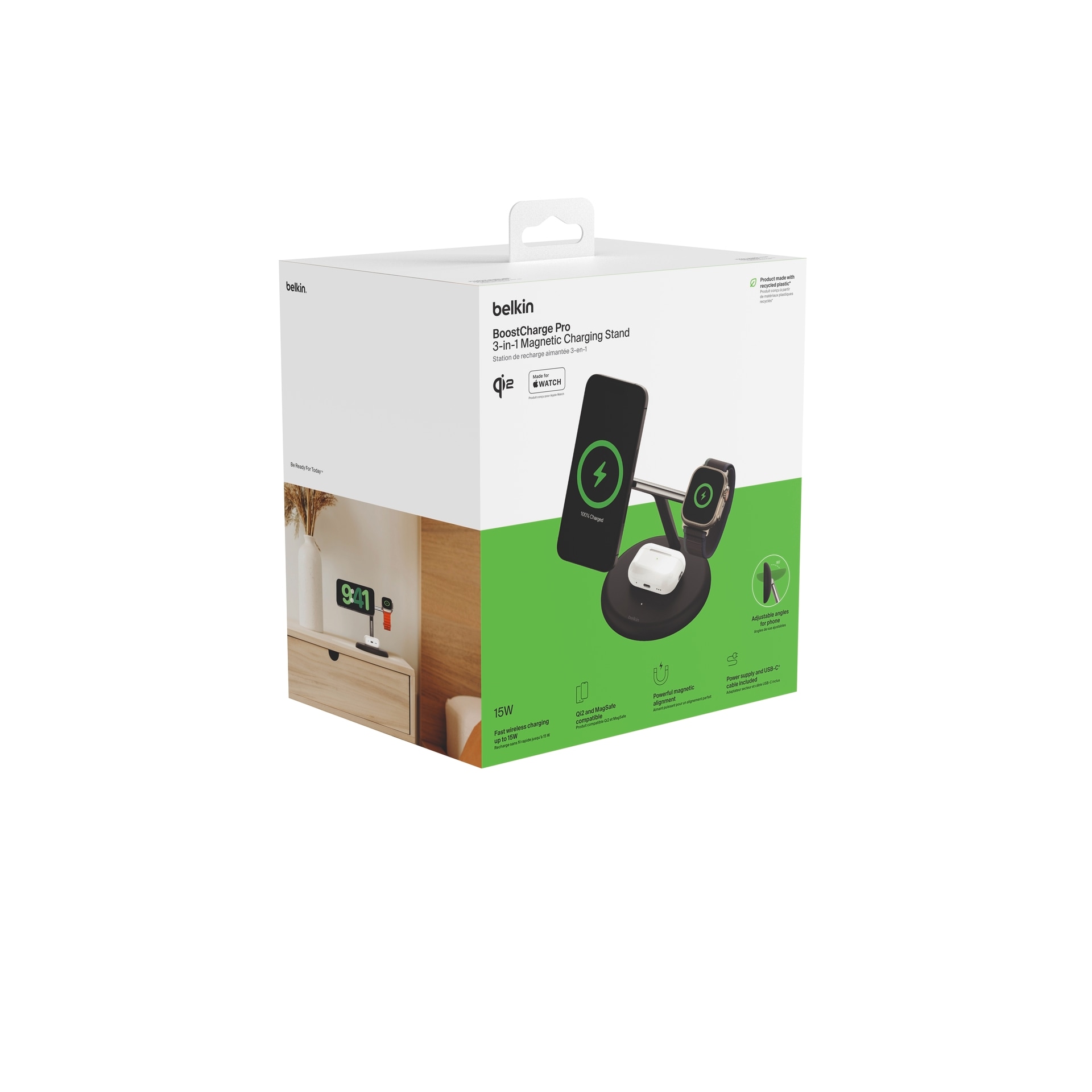 Belkin Ladestation »BoostCharge Pro 3-in-1«, Qi2, 15 W, magnetisch, iPhone, AirPods, Apple Watch