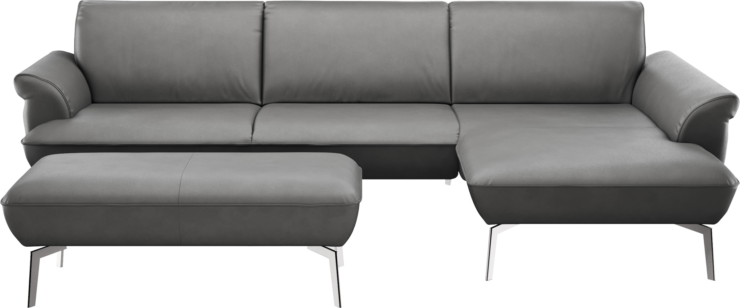 himolla Ecksofa »himolla 9900«, (mit Hocker), Recamiere rechts o. links, Füße Aluminium, mit Hocker