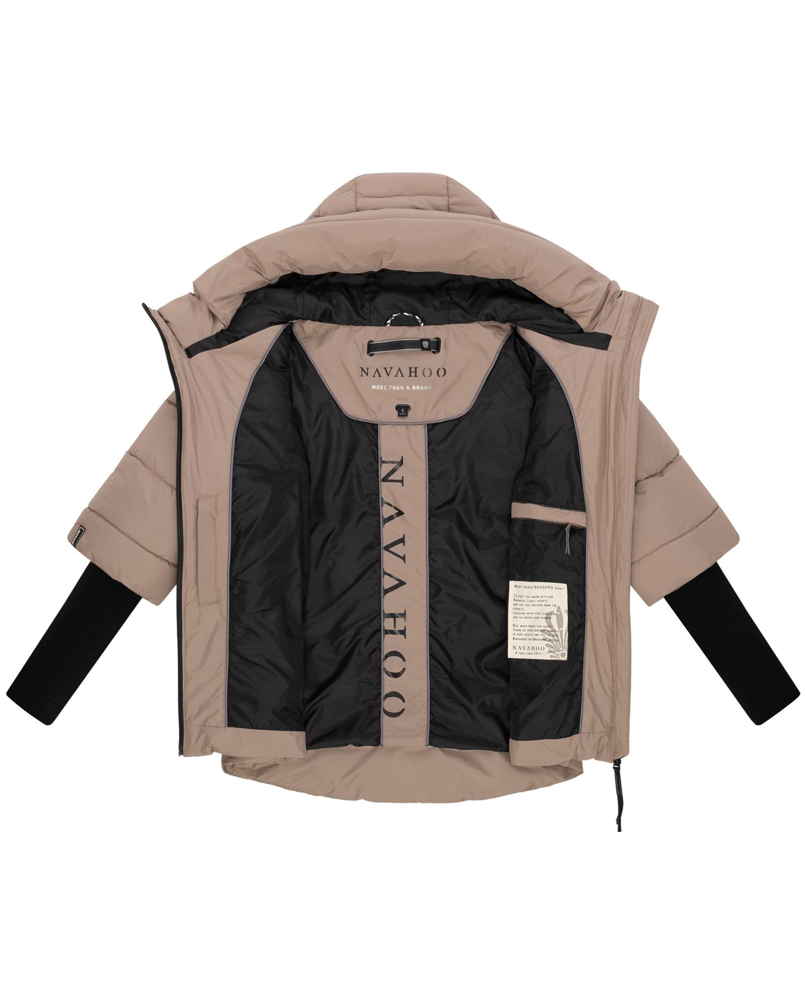 Navahoo Steppjacke »Lotusherz XIV«, mit Kapuze, Warme gesteppte Winterjacke mit Rippstrickärmeln