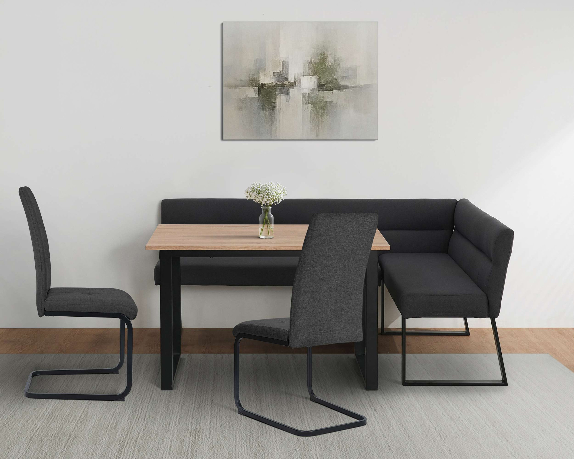 OTTO home Eckbankgruppe "Barcell/Ivanna/Calgoty" Set, Eckbankgruppe mit Tisch, Eckbank, Stühle, 4 tlg. Sitzgruppe, Eckbank und Stühle bequem gepolstert, Tisch 120x80 cm