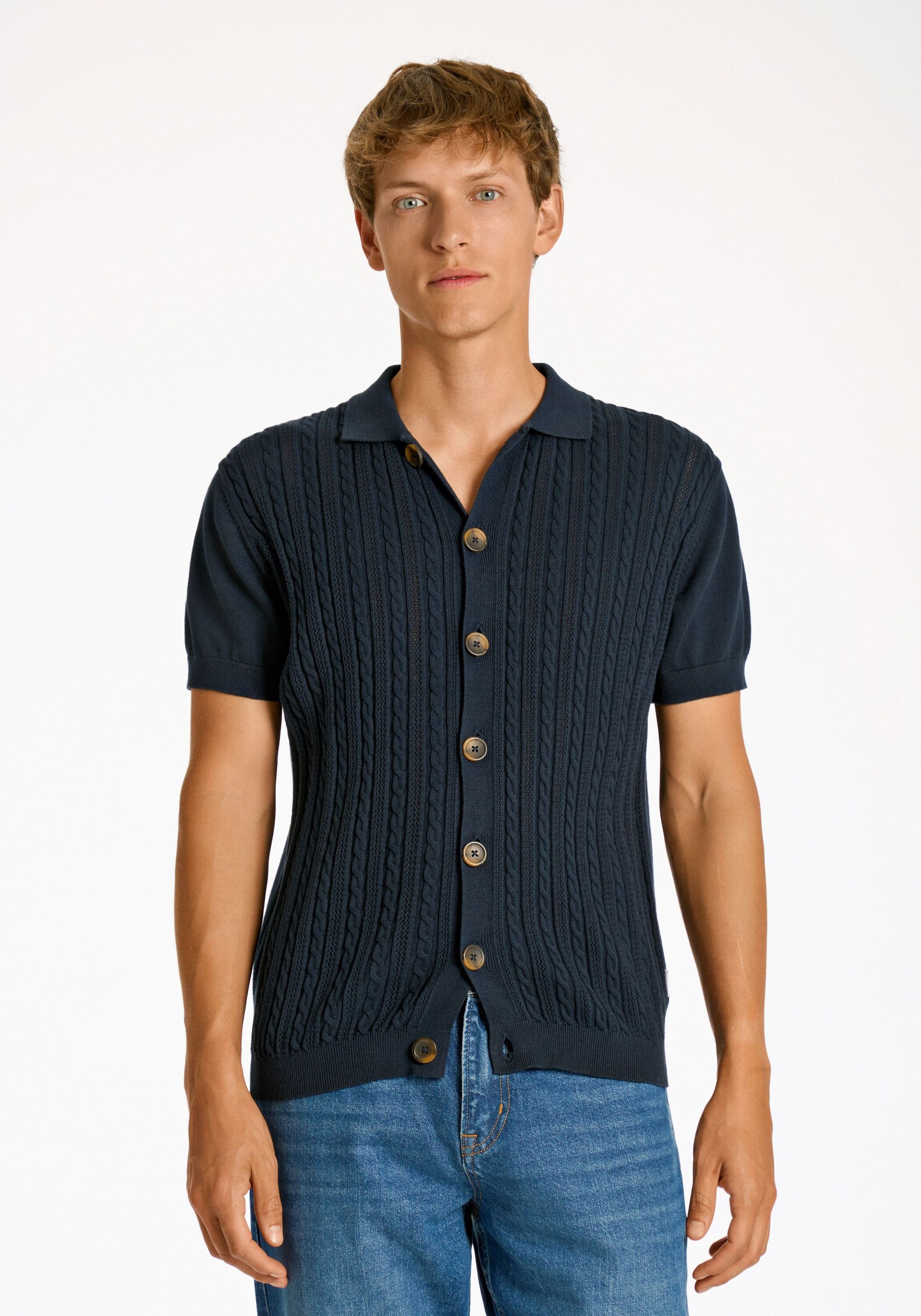 Strickjacke LINDBERGH "Cardigan Relaxed Fit", Herren, Gr. XL, navy, Obermaterial: 100% Baumwolle, Strickjacken Strickjacke