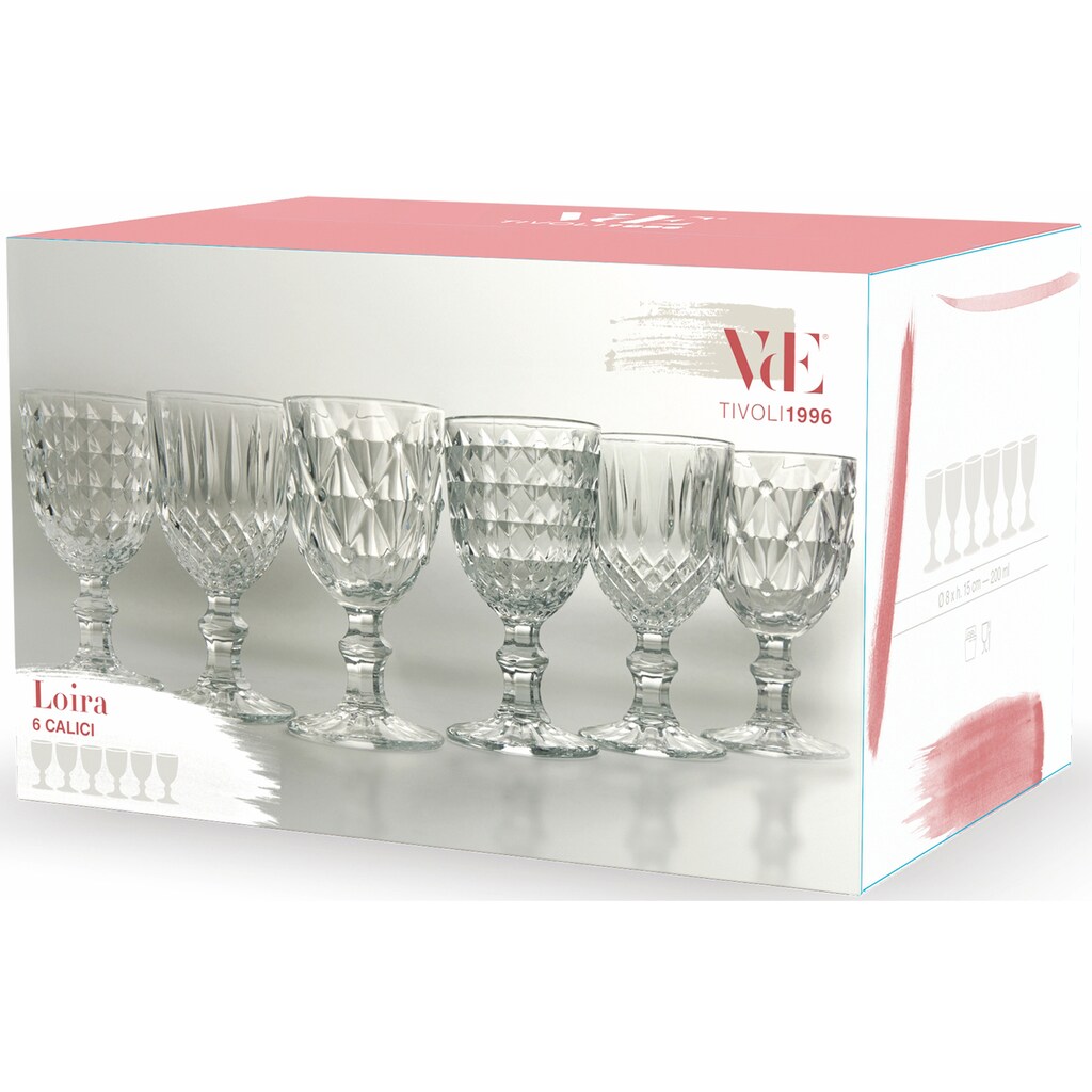 Villa d'Este Weinglas »Loira Transparent«, (Set, 6 tlg.)