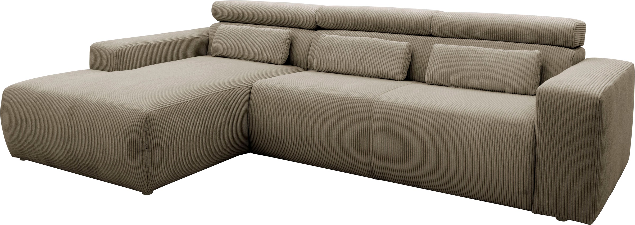DOMO collection Ecksofa »Brandon große Ausführung B/T/H: 289/177/80 cm, auch in Leder und Cord«, mit Kopfteilverstellung, wahlweise Sitztiefenverstellung, L-Form