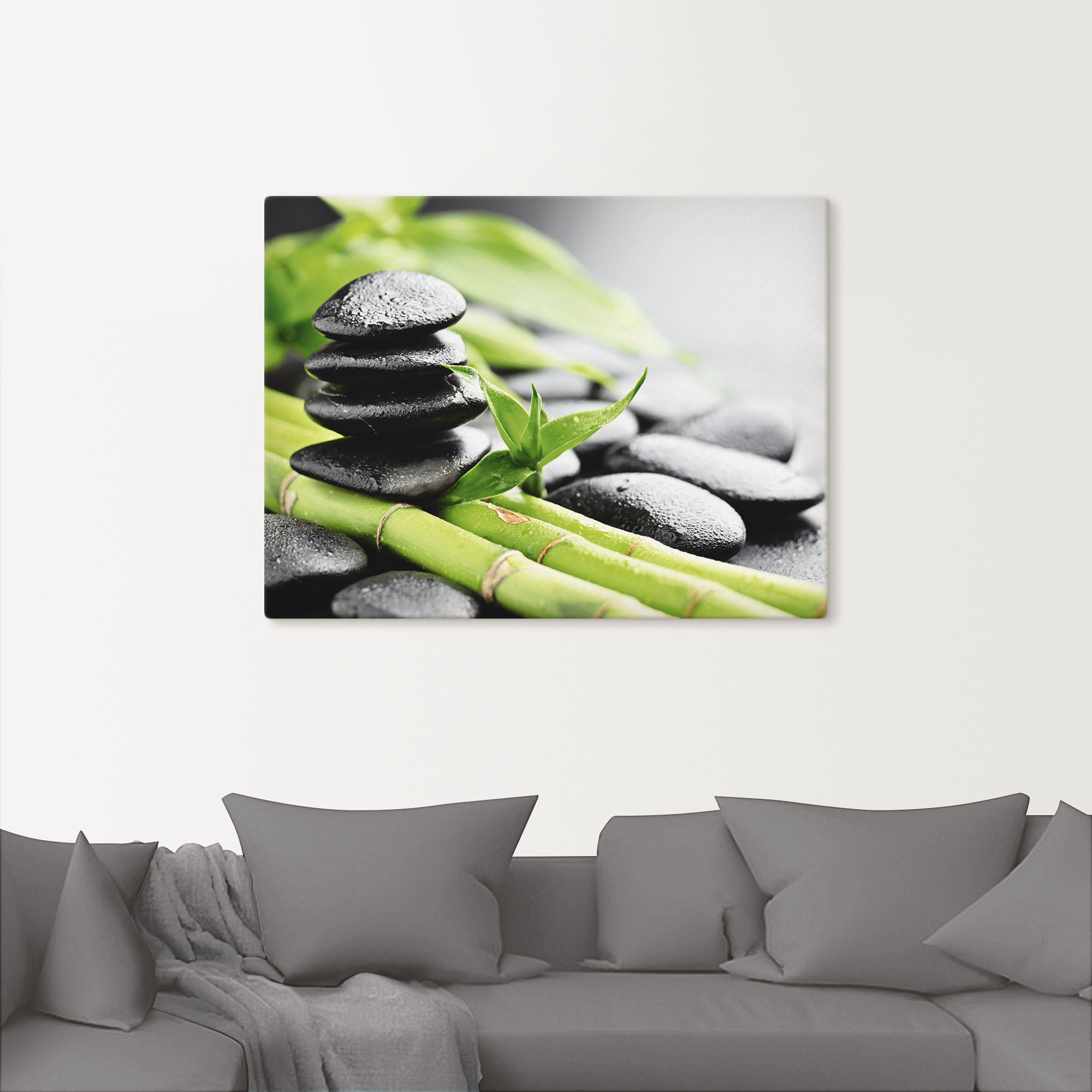 Thumbnail - Artland Wandbild "Wachstum - Lavasteine Bambus", Zen, (1 St.), als Alubild, Outdoorbild, Leinwandbild, Poster, Wandaufkl...
