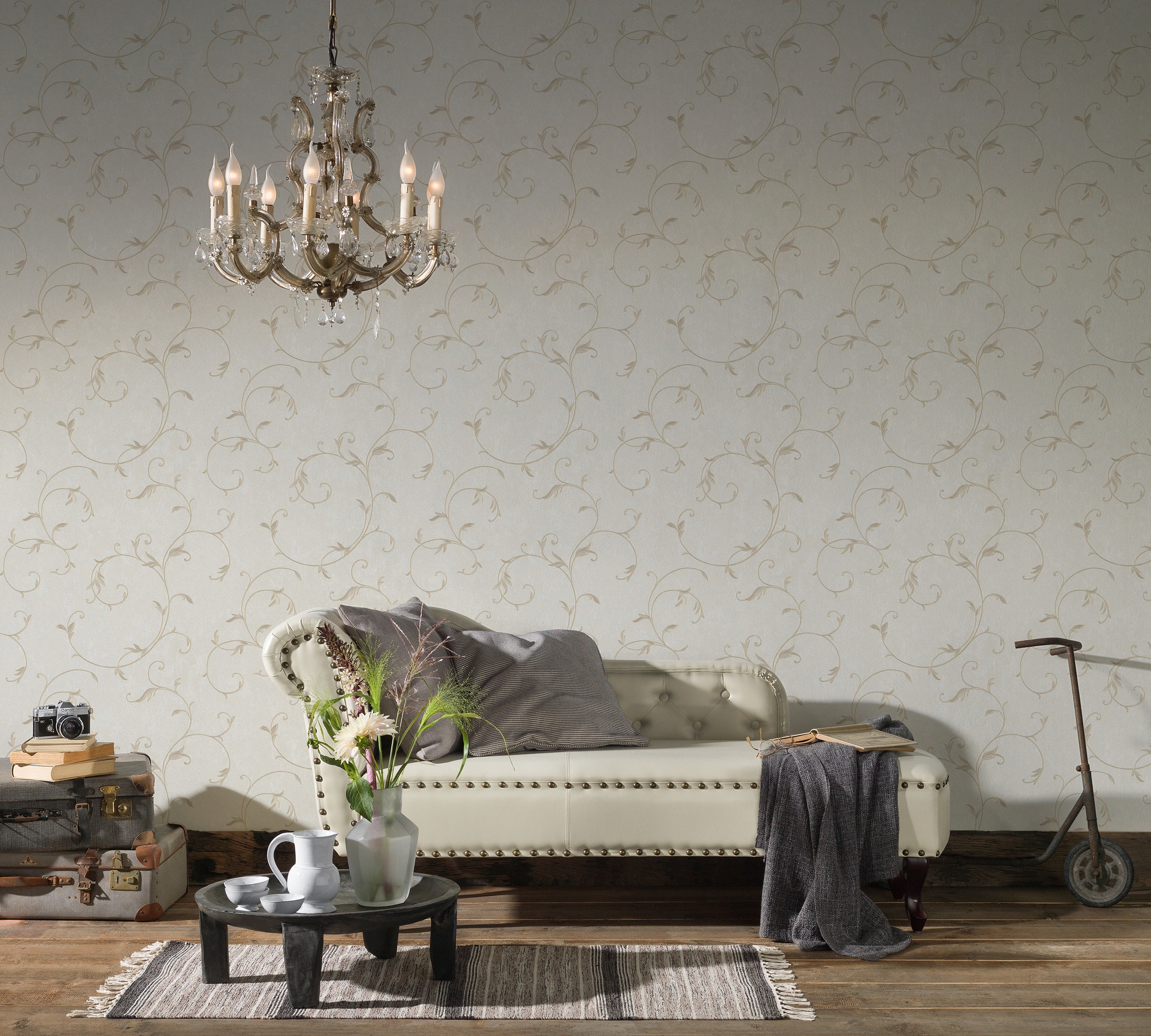 A.S. Création Vliestapete »Romantico romantisch«, floral-botanisch-Wald, Ornament Tapete Barock Bronze Tapeten Wohnzimmer modern Design Optik