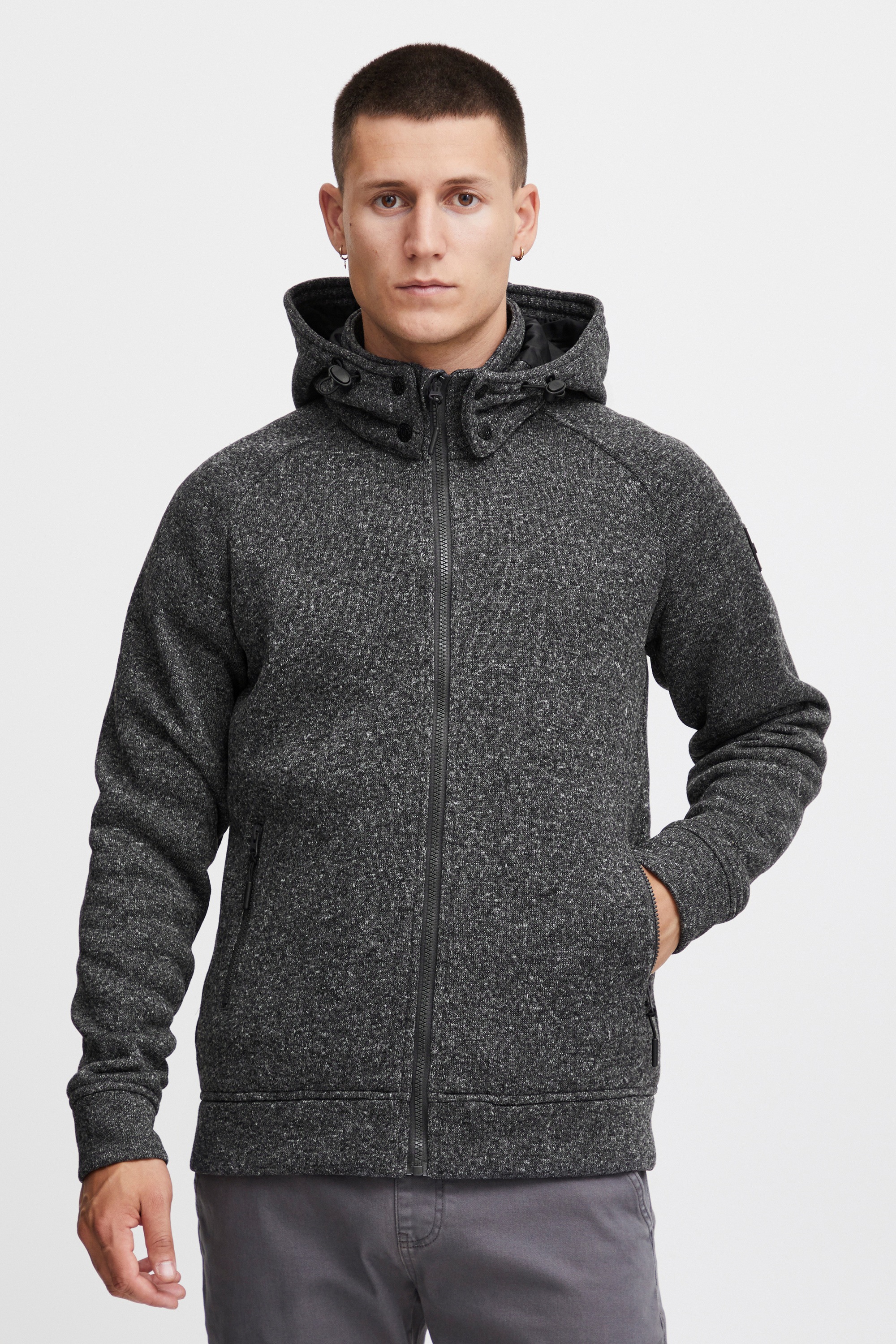 INDICODE IDChillingworth Men Hooded Fleece Jacket Grey Mix L 2