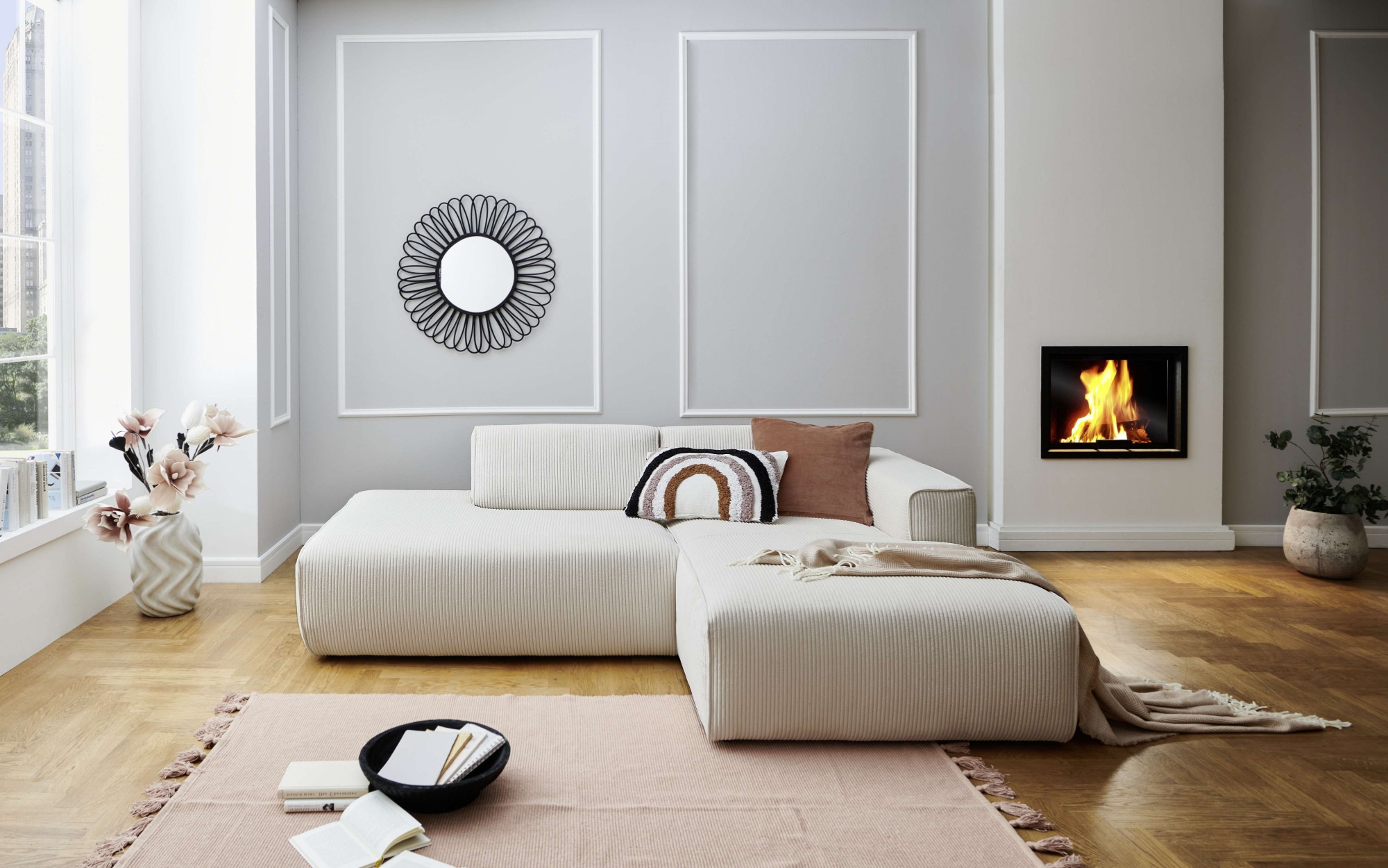 andas Ecksofa "Noord mit Kedernaht, Breite 227 cm, L-Form" Cord, Struktur, günstig online kaufen