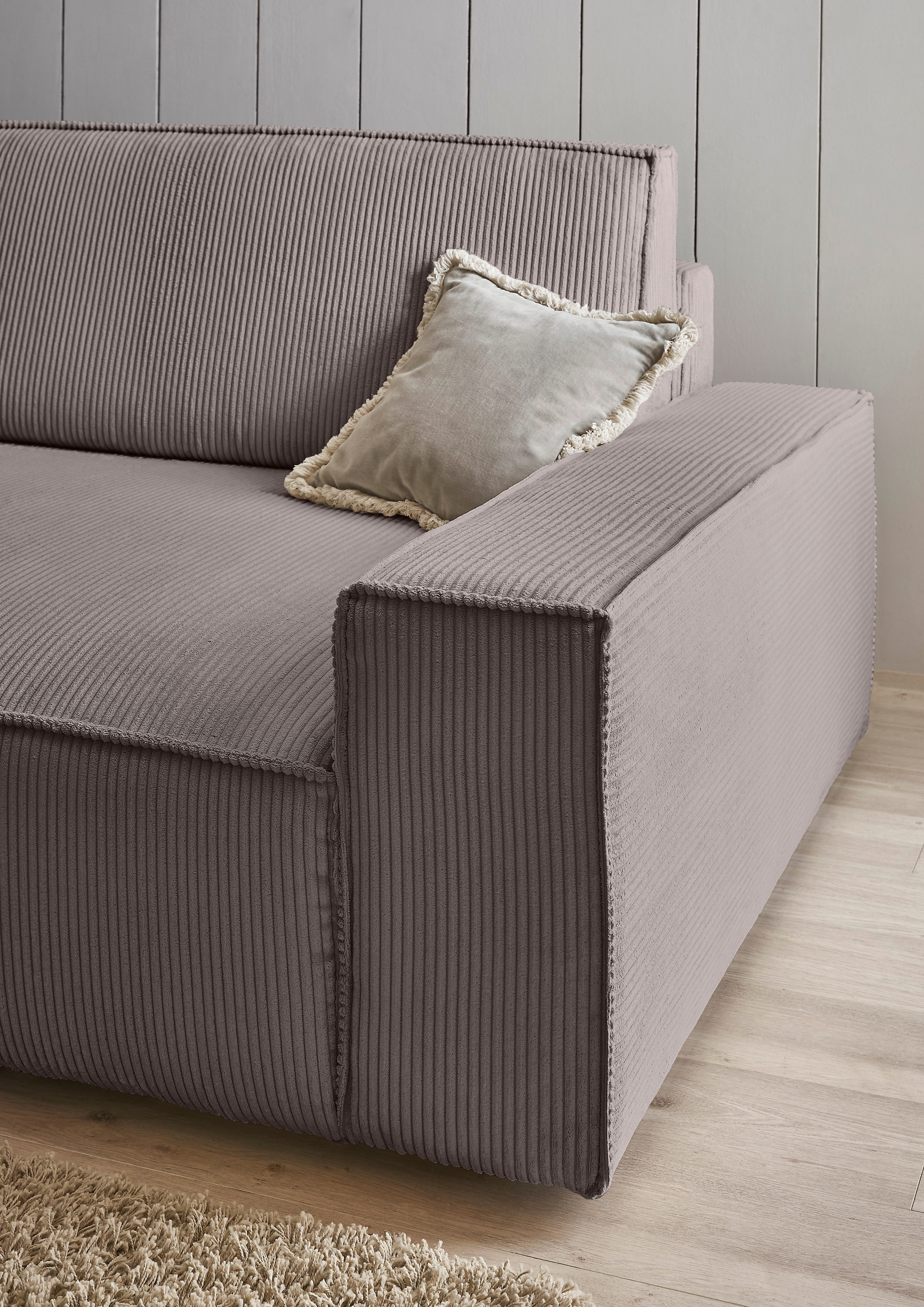 Home affaire Big-Sofa »NEU: SHERWOOD XXL, Big-Sofa (316cm), extra tiefe Sitzfläche 95 cm«, bequemer Sitzkomfort, Cord u. Leinenoptik, Kedernaht