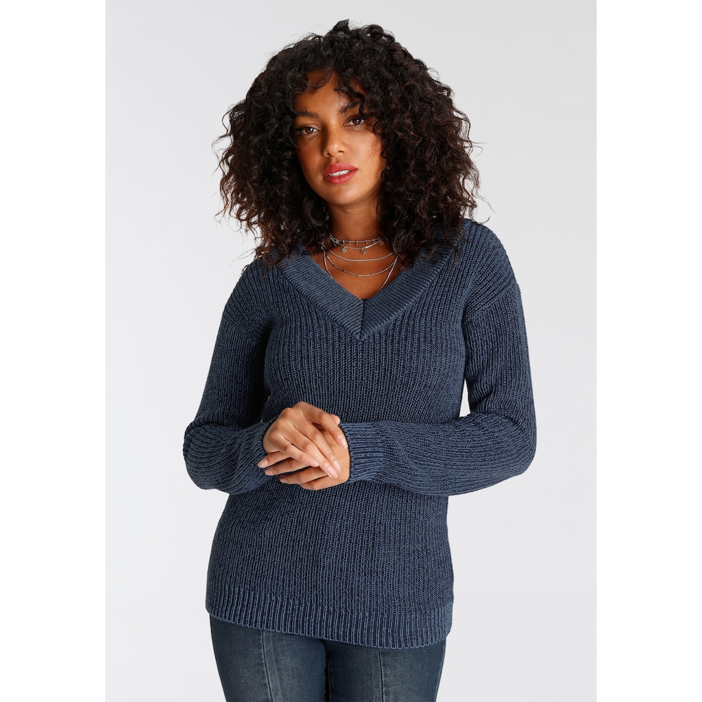 Arizona Strickpullover »in Washed-Optik«, Washed-Optik