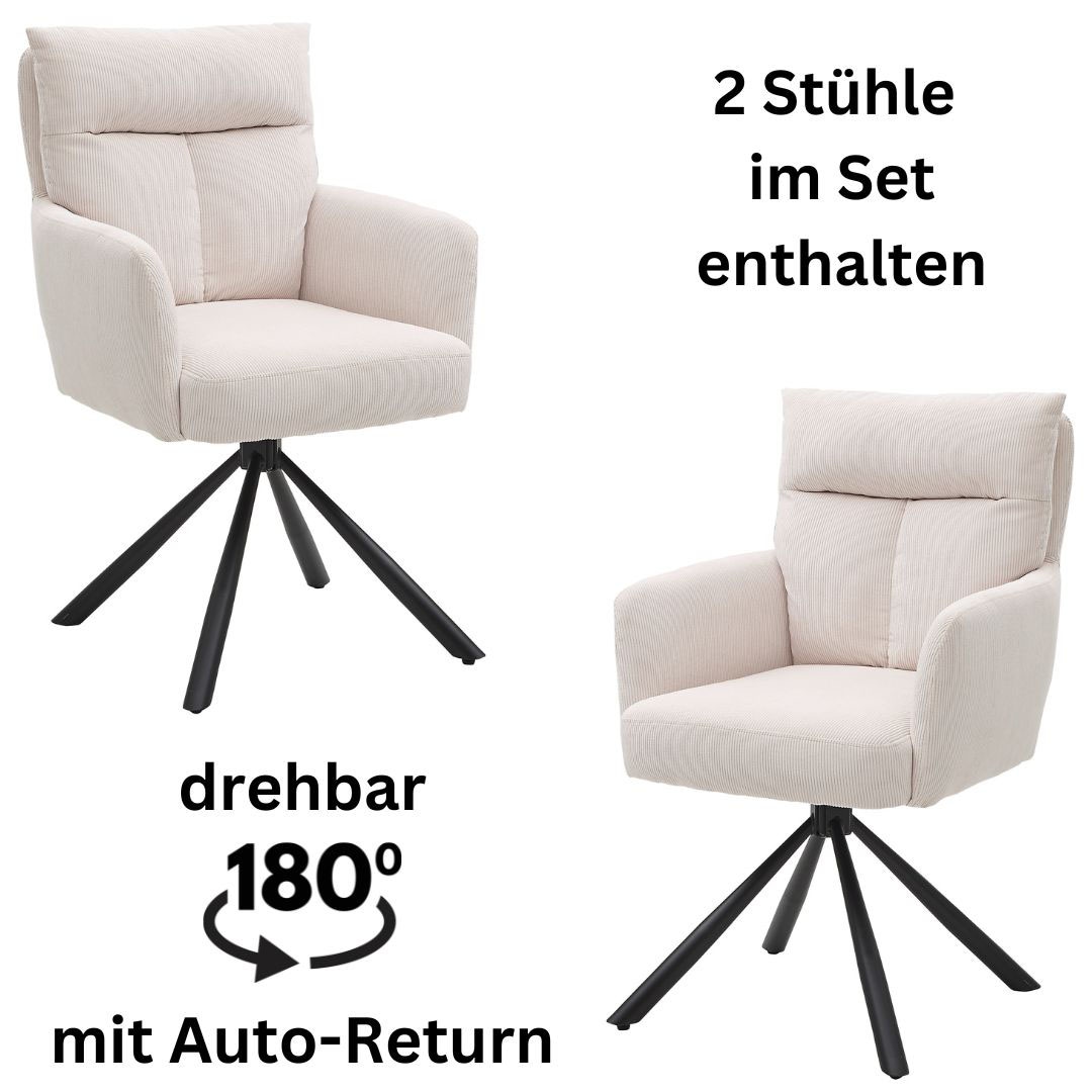 Stolkom Armlehnstuhl "Sofia" (Set) 2 Stk. Cord 180 grad drehbar mit Auto-Re günstig online kaufen