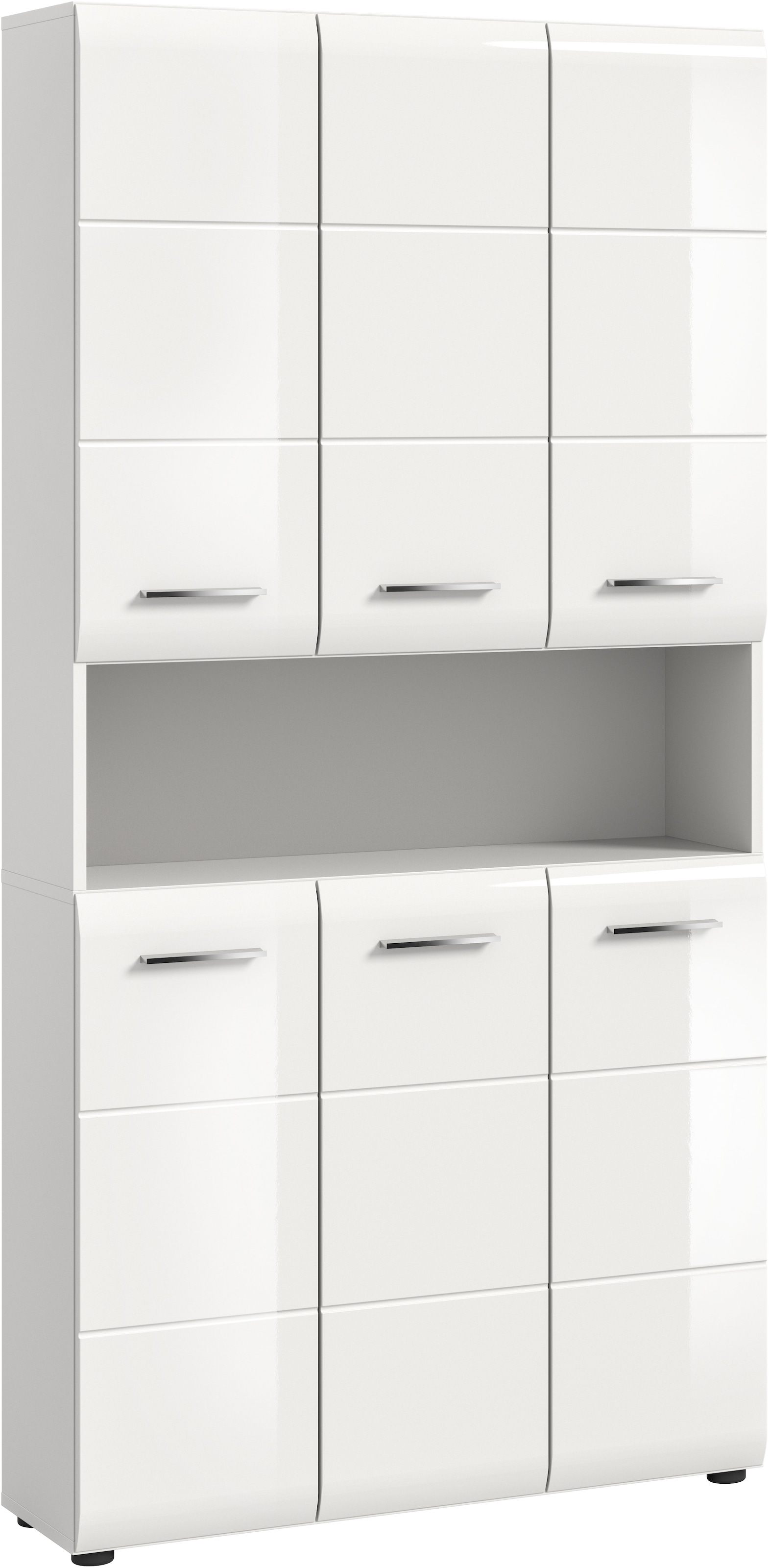 INOSIGN Stauraumschrank, (1 St.), Florenz, Mehrzweckschrank, Weiß Hochglanz Tiefzieh, 13 Fächer