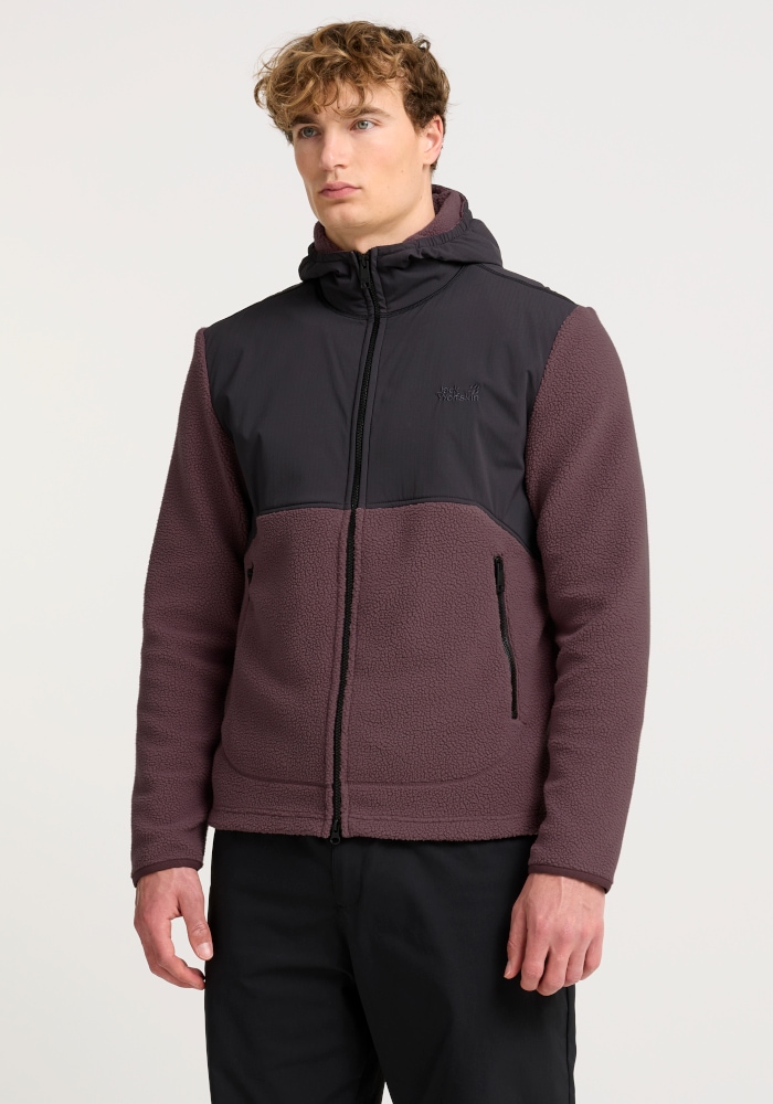 Jack Wolfskin Fleecejacke "LITE CURL HOODED FZ M" mit Kapuze Kapuzenjacke, warm, Sherpa-Fleece