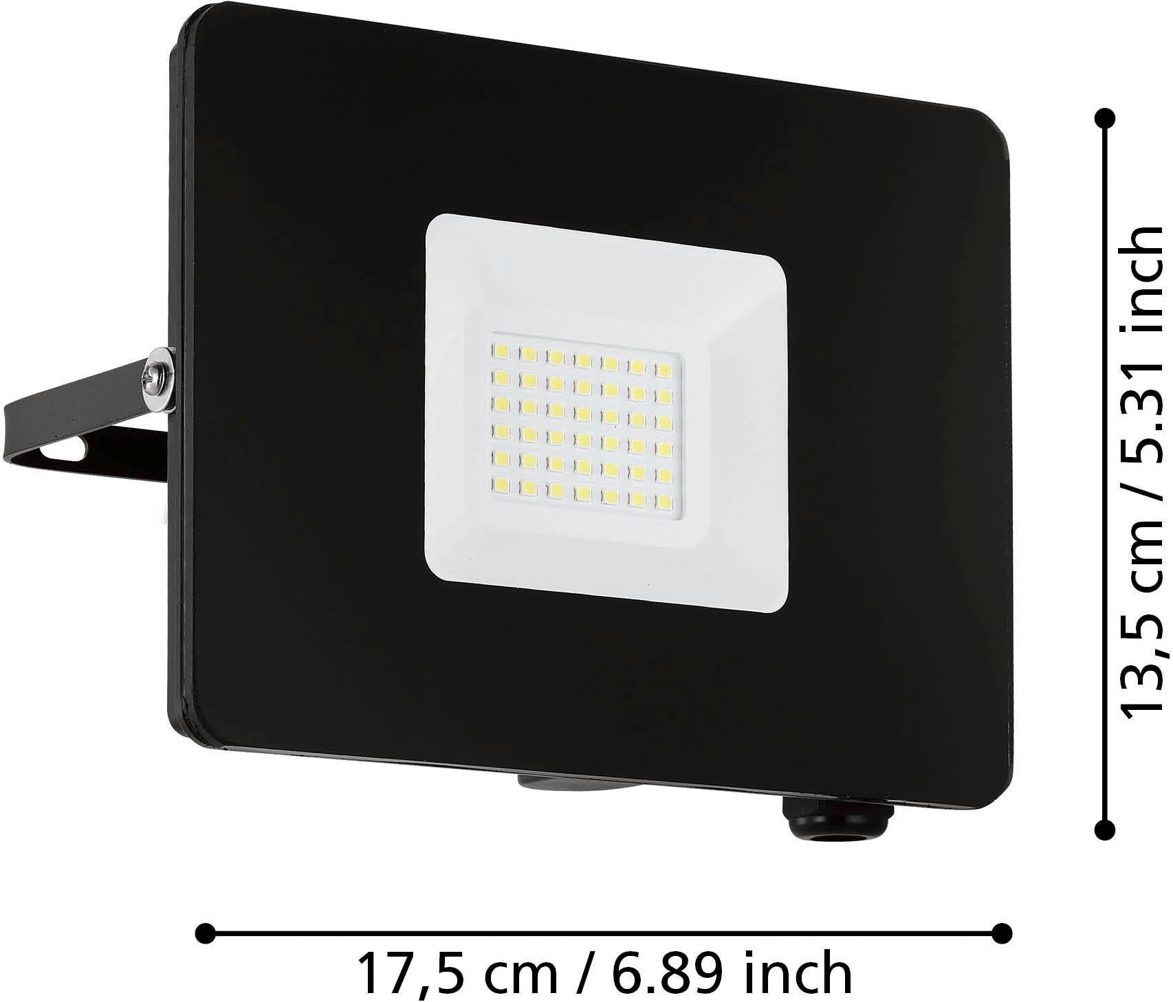 EGLO Wandleuchte »Faedo 3, Außen-Strahler, Außenleuchte, Wandstrahler, IP65, Lampe« LED-Modul 1 Stk. Kaltweiß Wand-/Deckenleuchte - L17,5 x H13,5 x AL3 cm - schwarz - 31W inkl.