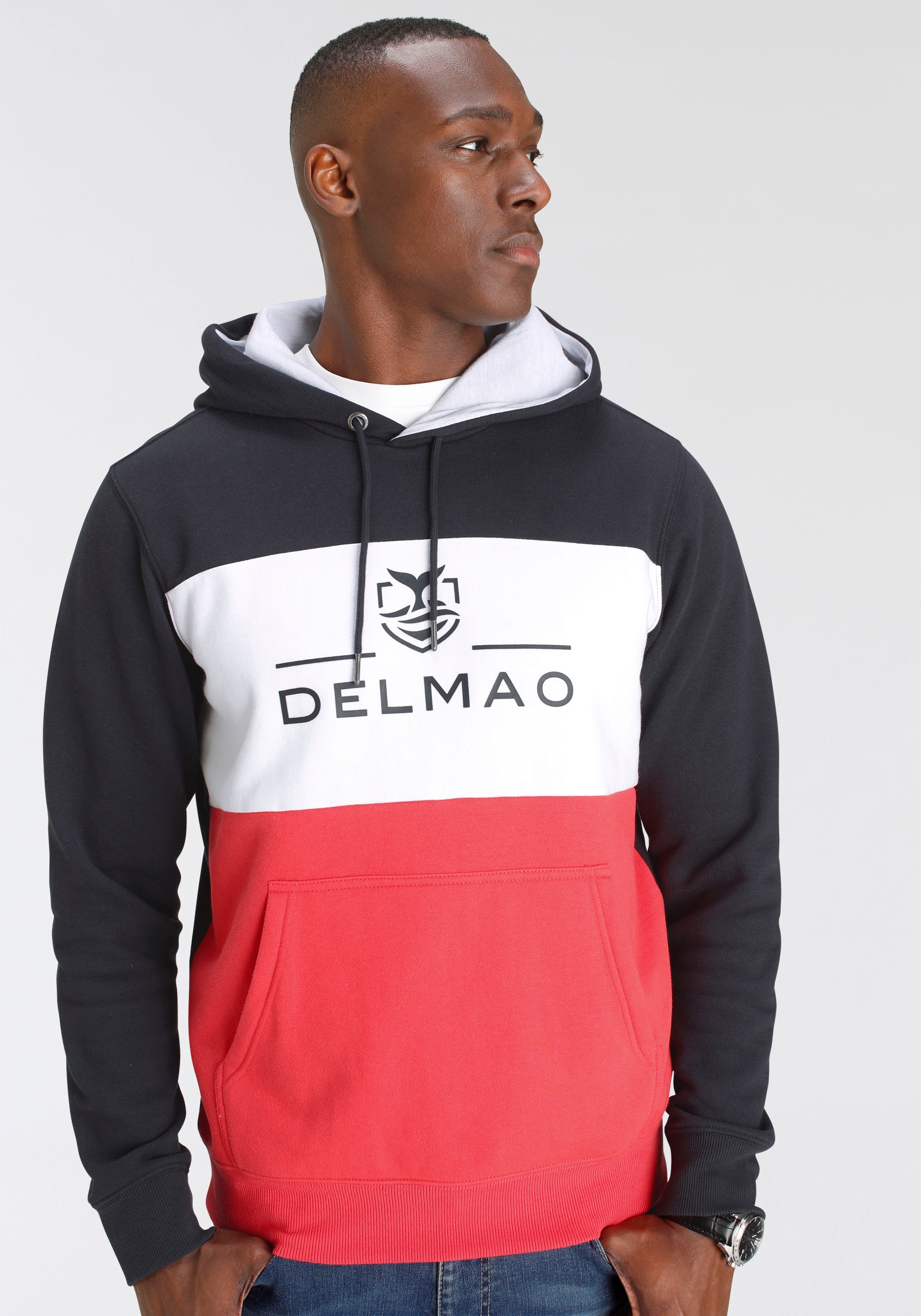 DELMAO Kapuzensweatshirt, Langarm, lockere Passform, Colourblocking-Optik, günstig online kaufen