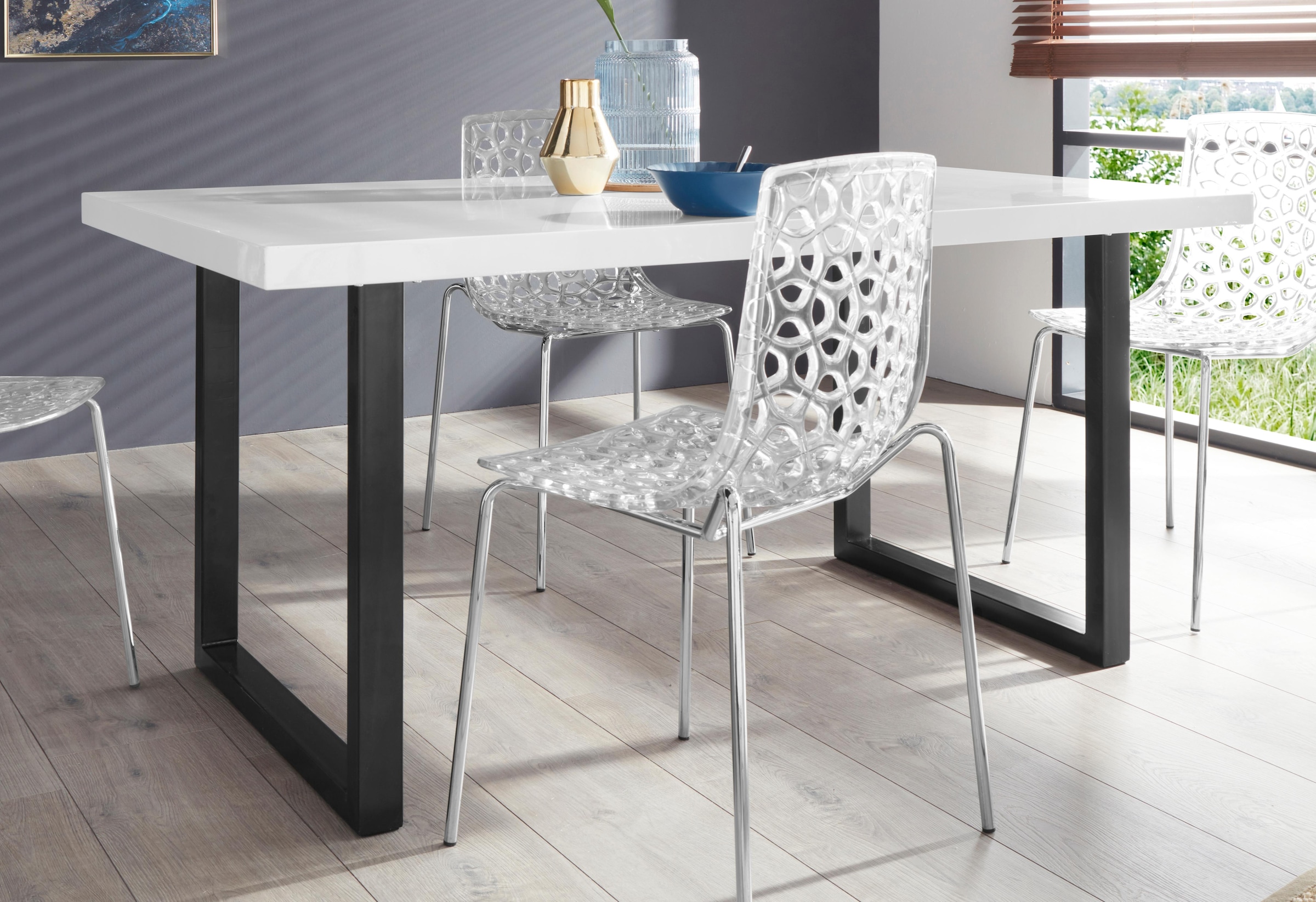 Paroli Esstisch "Manger" Breite 180 cm, mit U-Gestell aus Metall in schwarz günstig online kaufen