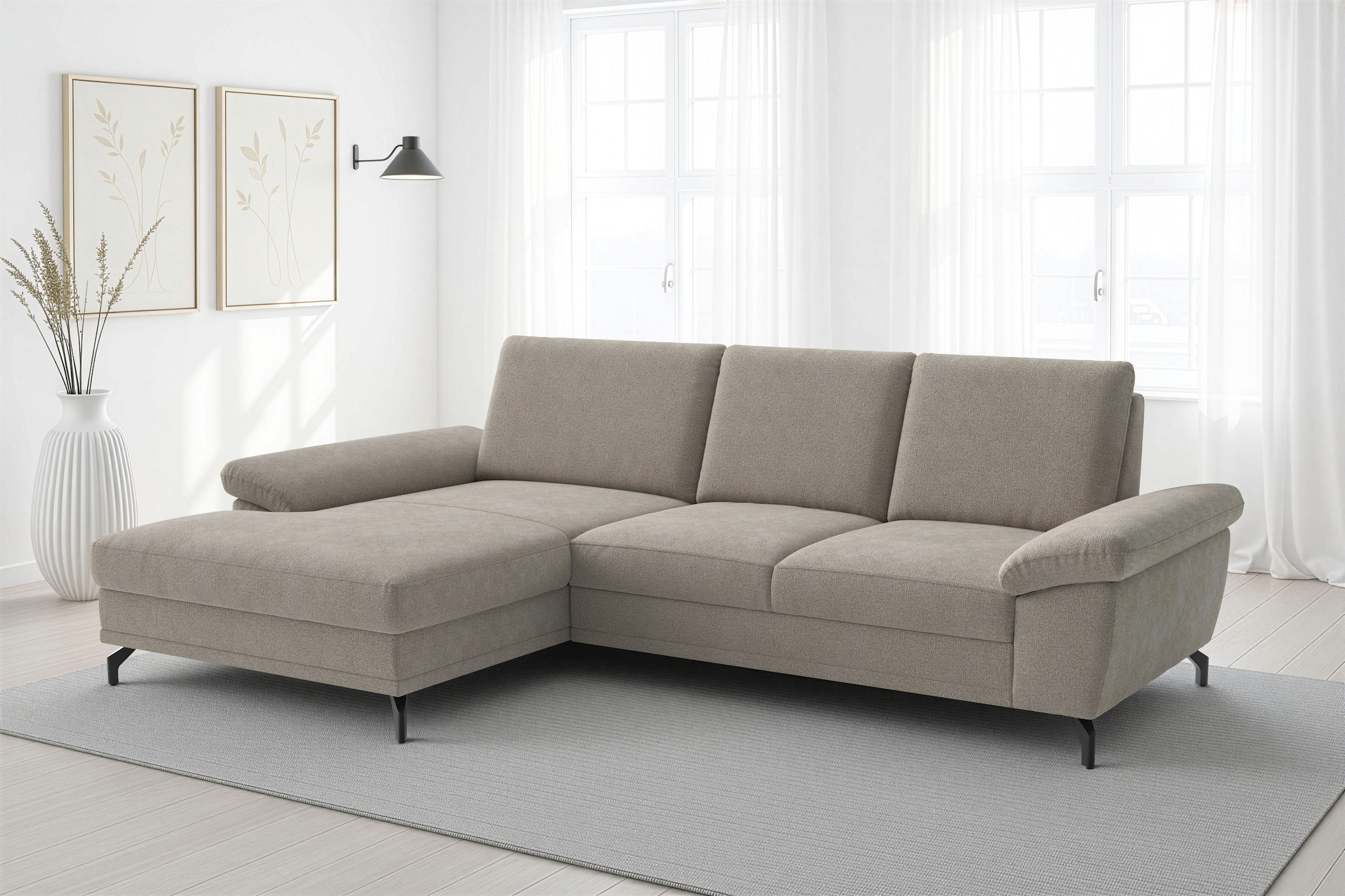 sit&more Ecksofa "Chelsea L-Form, B: 264 cm, Armteil- & Sitztiefenverstellung" optional Schlaffunktion und Bettkasten