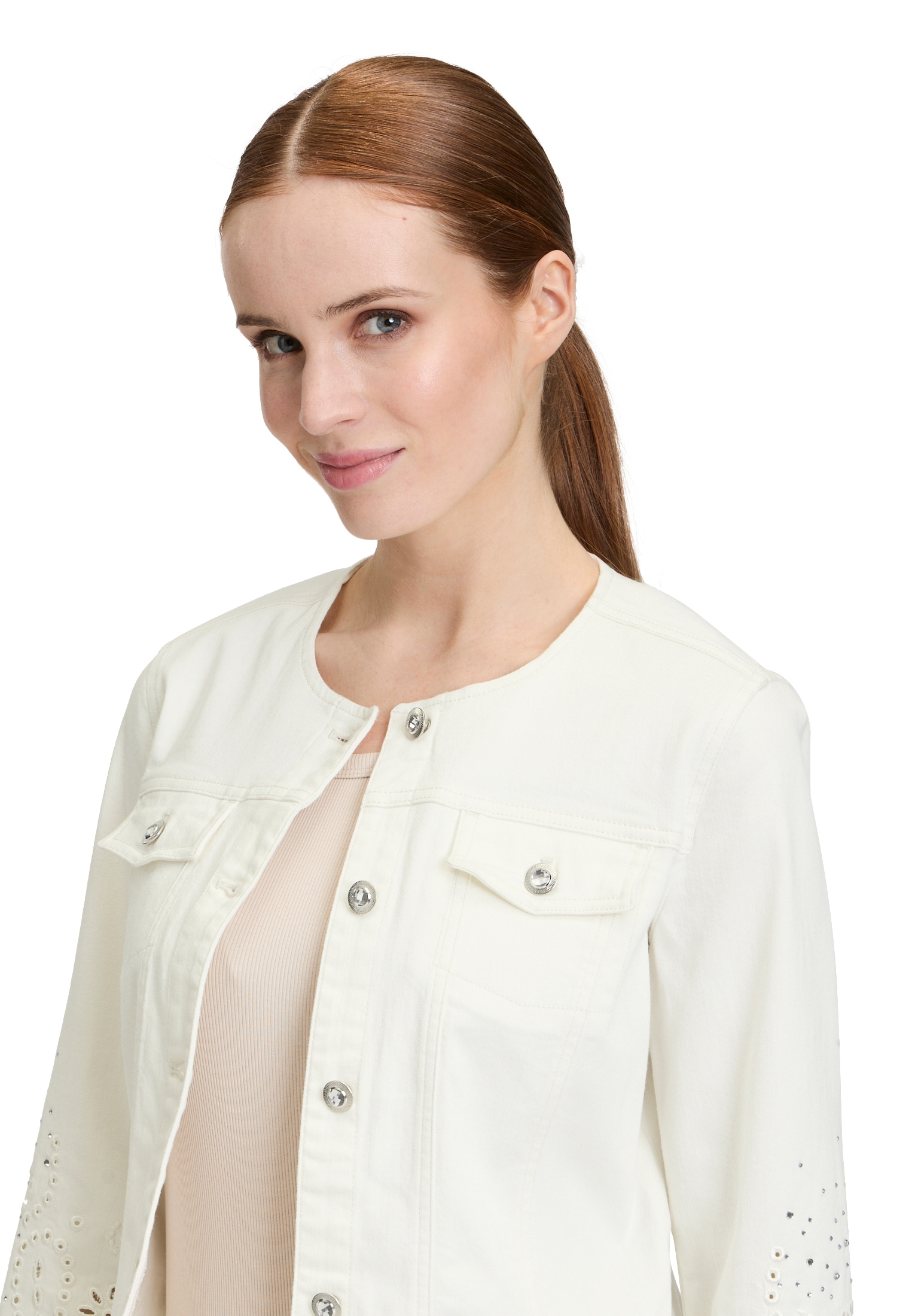 Betty Barclay Jackenblazer »Betty Barclay Jeansjacke mit 3/4 Arm«, Lochstickerei