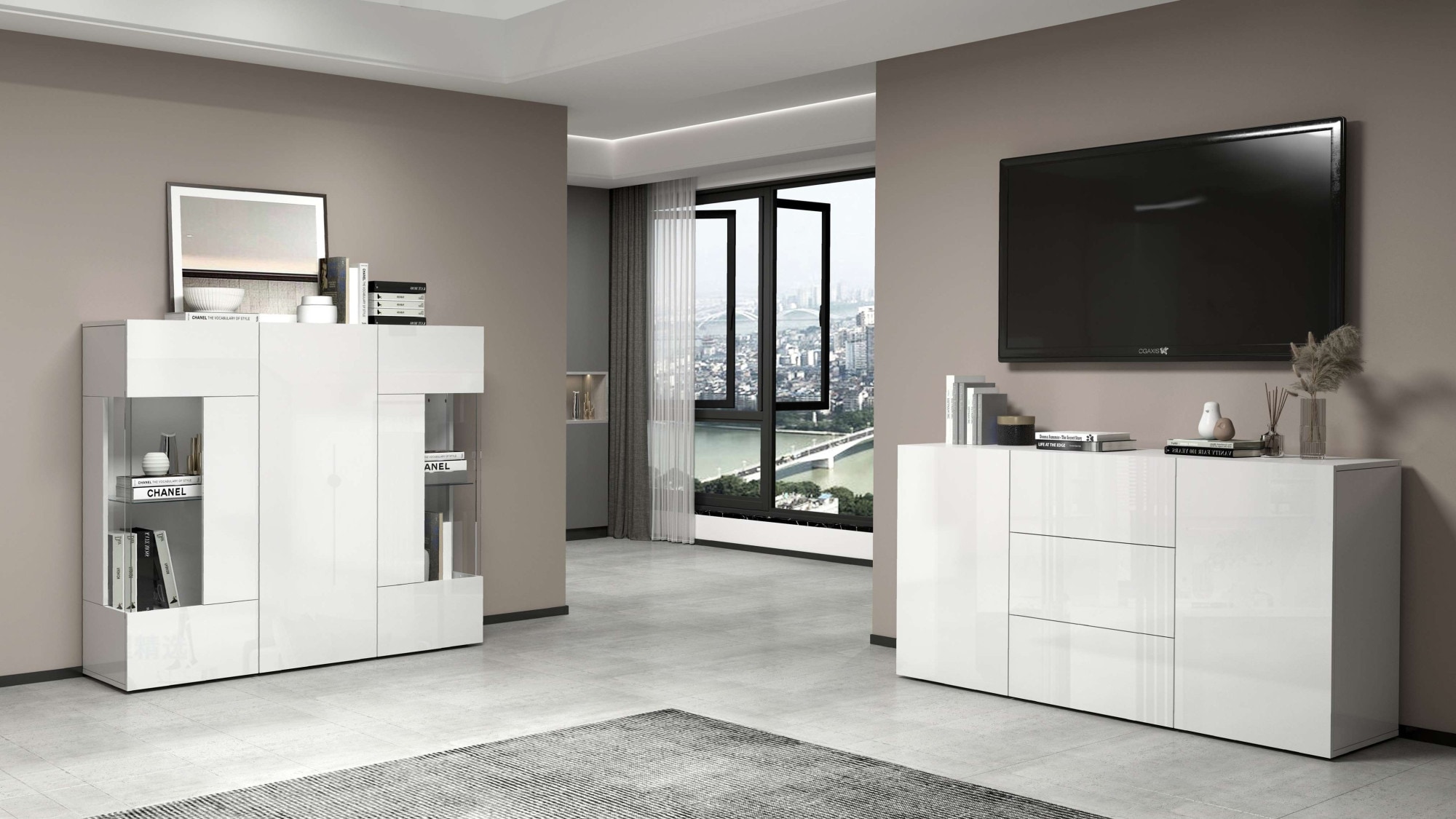 INOSIGN Sideboard »Egypt, Kommode, Schrank, Kredenz, grifflos«, 2 Türen, 3 Schubkästen, kompl. Hochglanz lackiert Breite 160