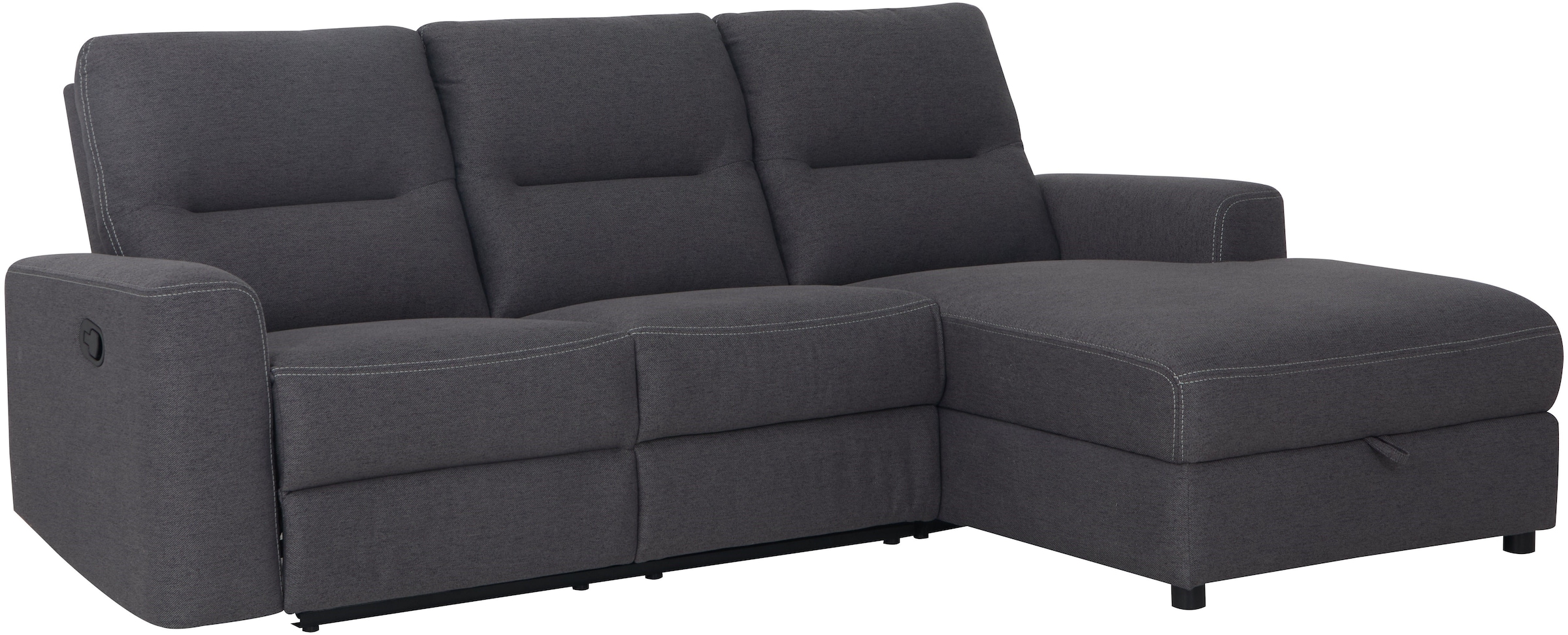 Home affaire Ecksofa »VENOIR, L-Form, 250 cm, manuelle u. elektrische Funktion (m. USB A/C)«, Stauraum unter der Recamiere, 2. Staufach, Federkern
