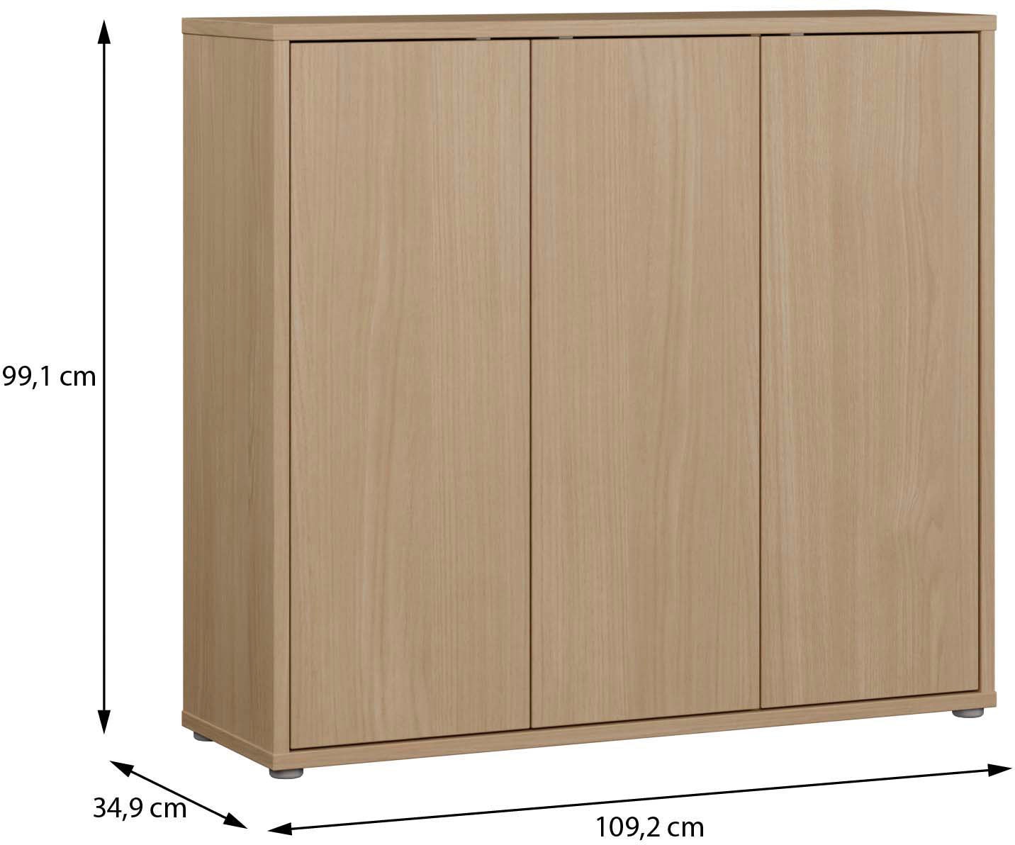 FORTE Schuhschrank »Alice Springs, Schuhschrank, Platz für 20 Paar Schuhe, 3 Türen« B/H/T 109,2/99,1/34,9 cm,  Stauraumschrank, Mehrzweckschrank, grifflose Front, Push to open