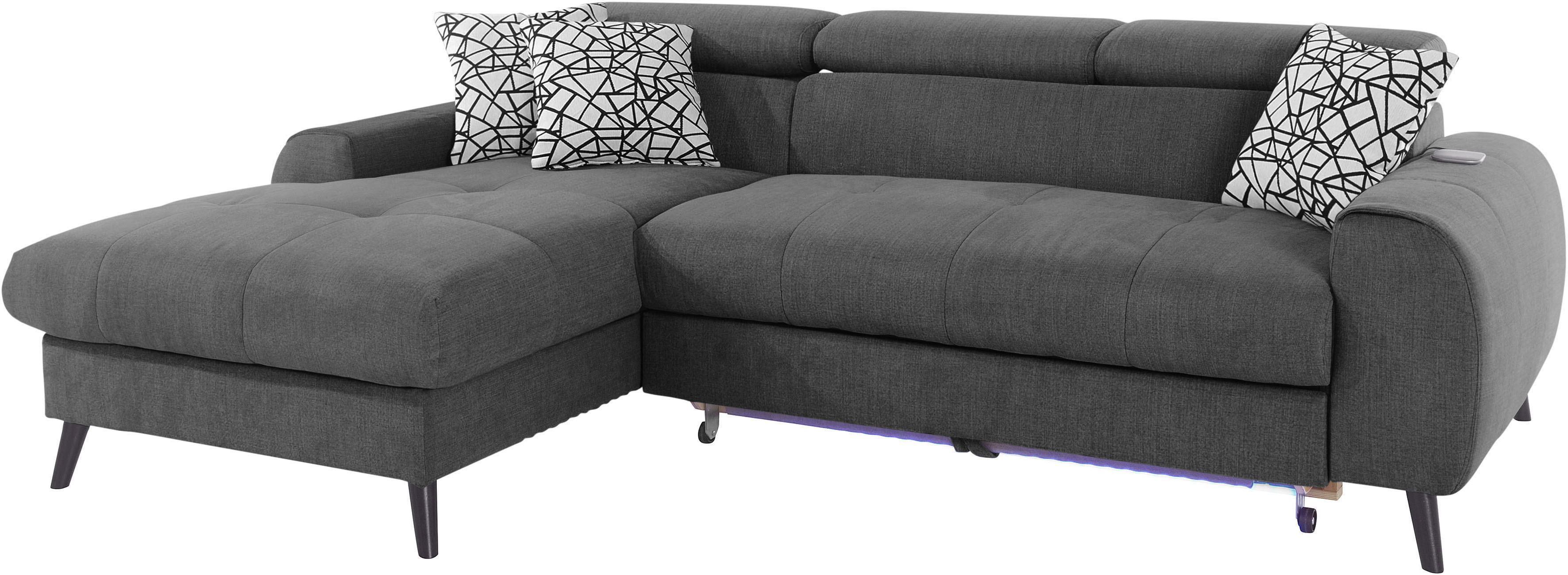 Thumbnail - COTTA Ecksofa "Mia L-Form mit 3 Zierkissen", wahlweise mit Bettfunktion, Bettkasten, Beleuchtung & Wireless-Charger