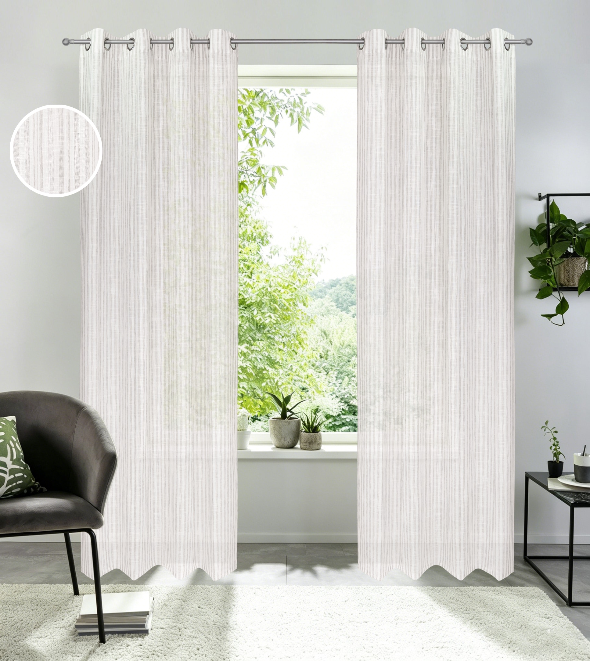 OTTO home Gardine »Marric« Ösen 1 Stk. tlg. halbtransparent, Linenoptik mit Streifen, verschiedene Größen