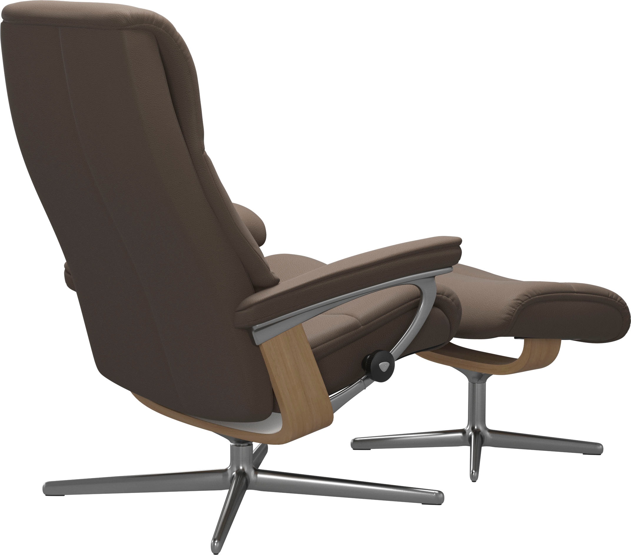 Stressless® Relaxsessel »View«, (Set, Relaxsessel mit Hocker), mit Hocker, mit Cross Base, Größe S, M & L, Holzakzent Eiche