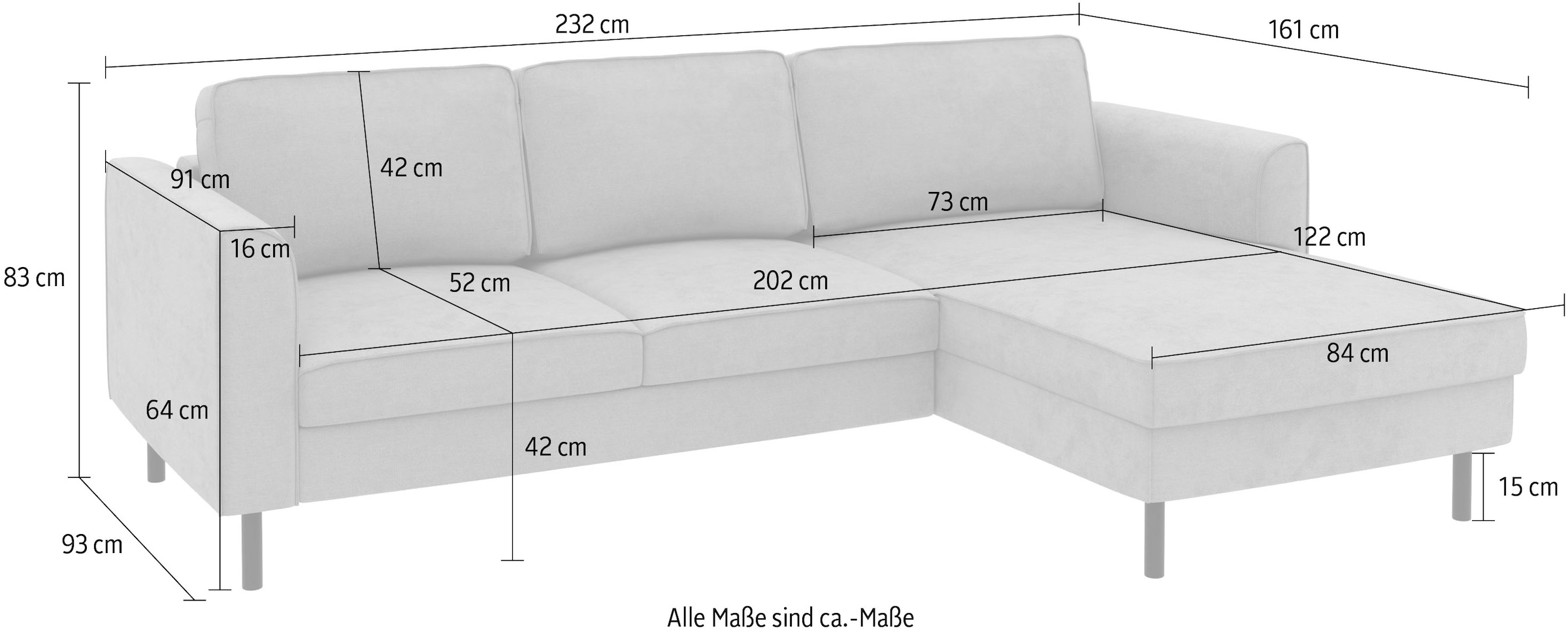 Home affaire Ecksofa »Booster Couch wahlweise mit Schlaffunktion und Bettkasten-auch in Cord«, Recamiere beidseitig montierbar, Sofa in L-Form, 232 cm