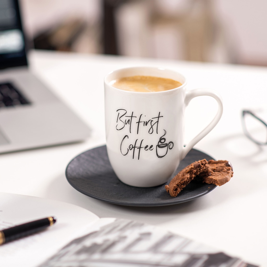 Villeroy & Boch Becher »Becher mit Henkel 'But first Coffee' Statement 290 ml weiß«